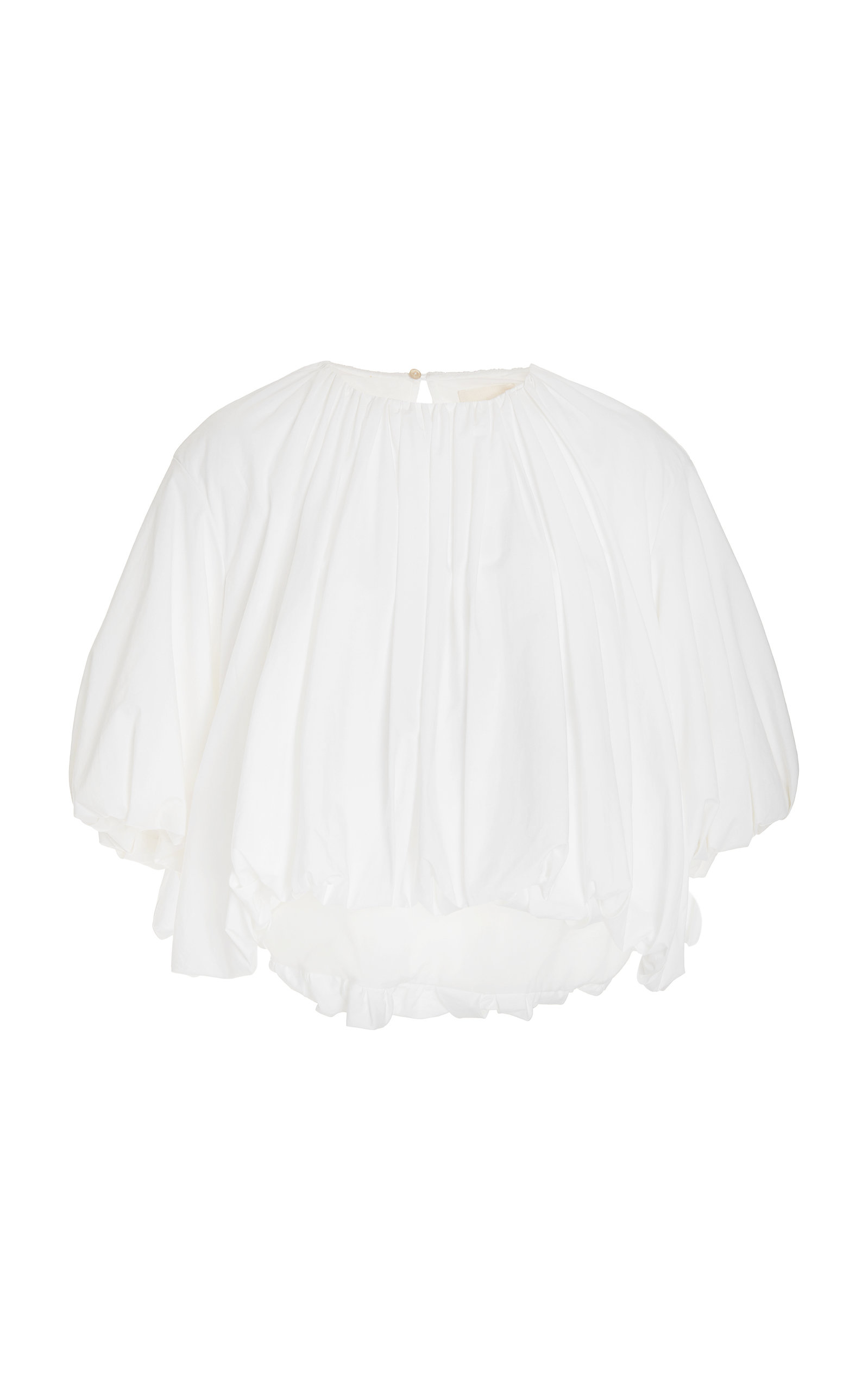 Khaite Alma White Gathered Cotton-poplin Top | ModeSens