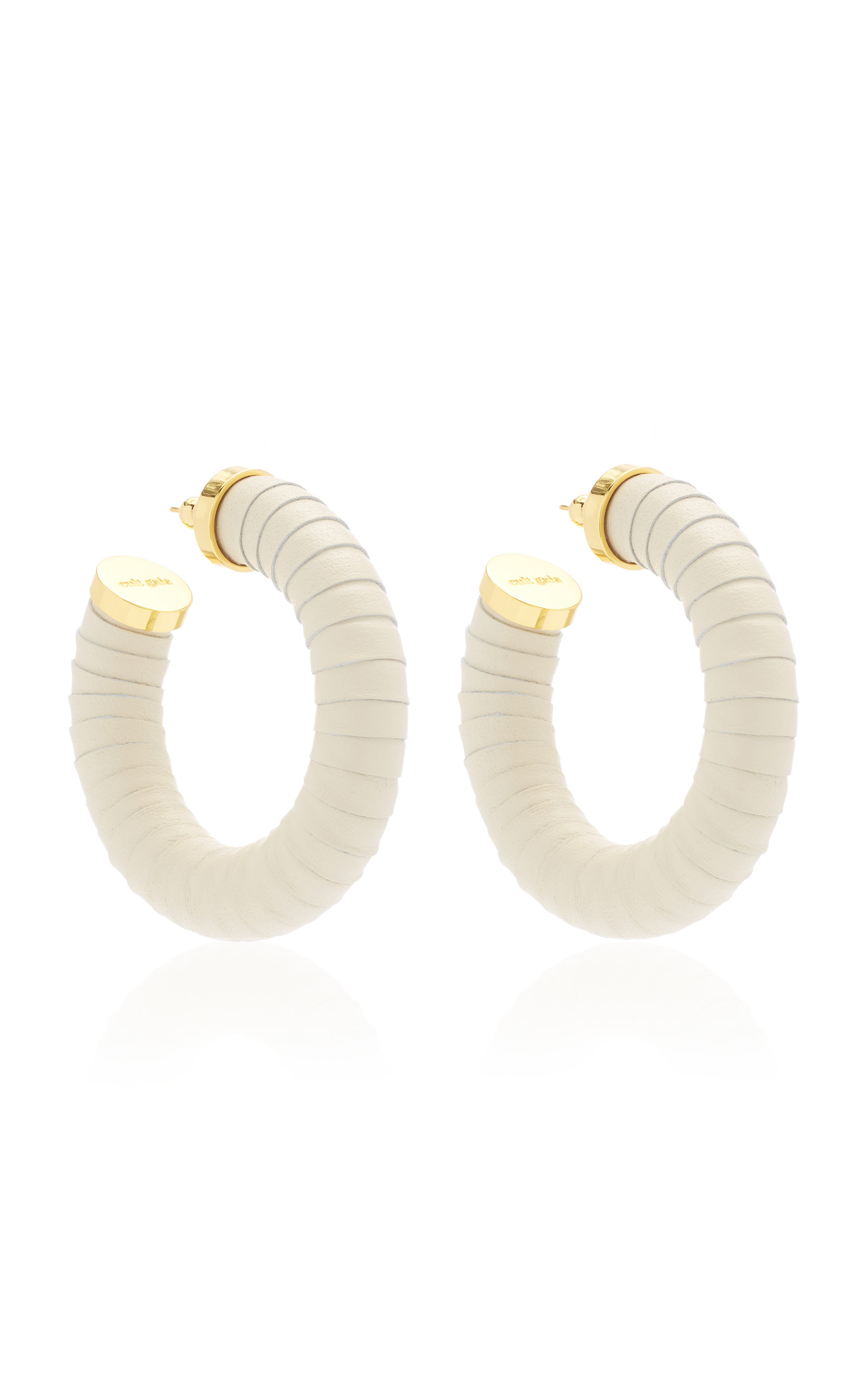 Cult Gaia - Women's Valence Gold-Plated Leather Hoop Earrings - White - Moda Operandi - Gifts For Her