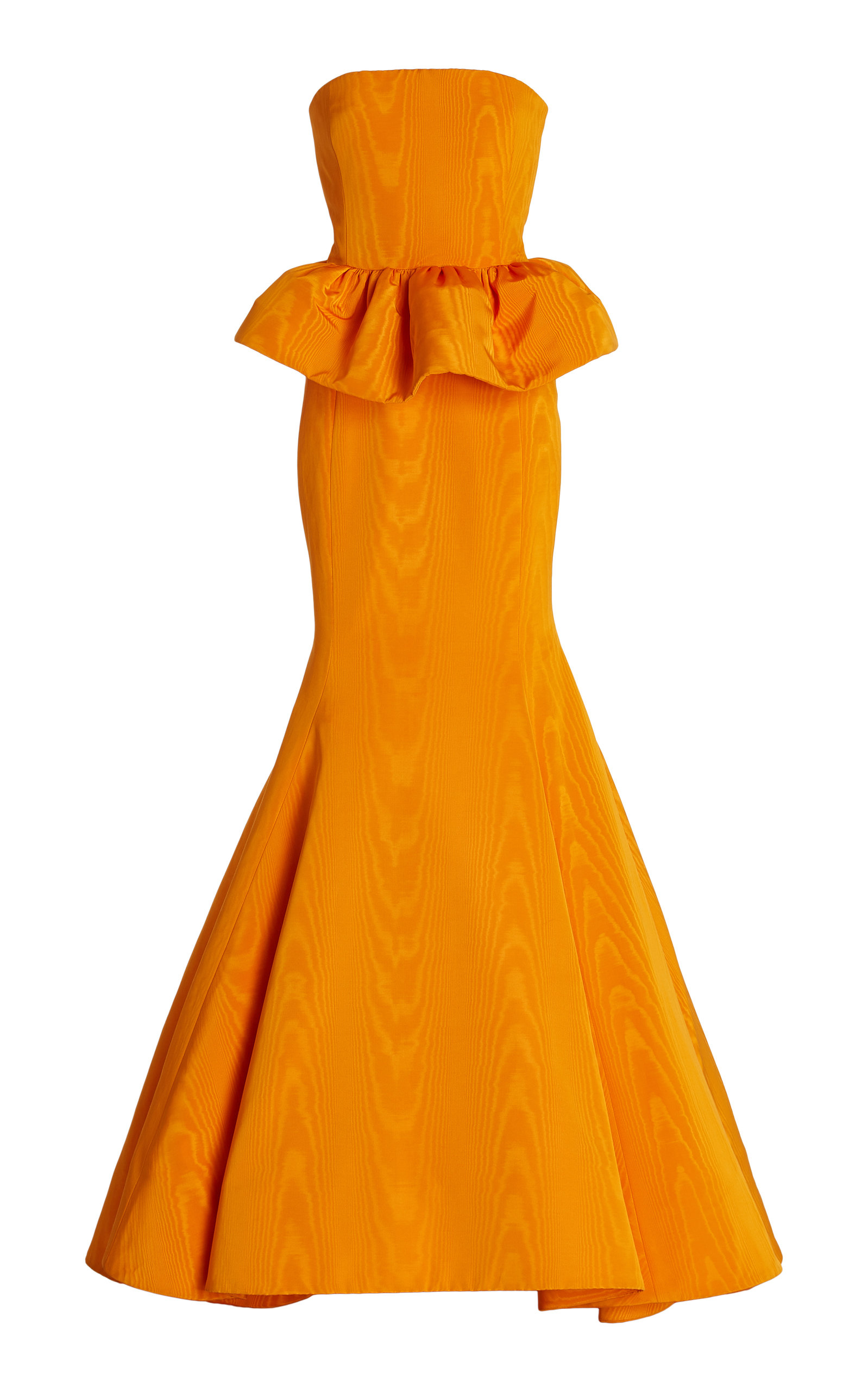 Oscar De La Renta Women's Cotton-blend Moire Strapless Gown In Orange