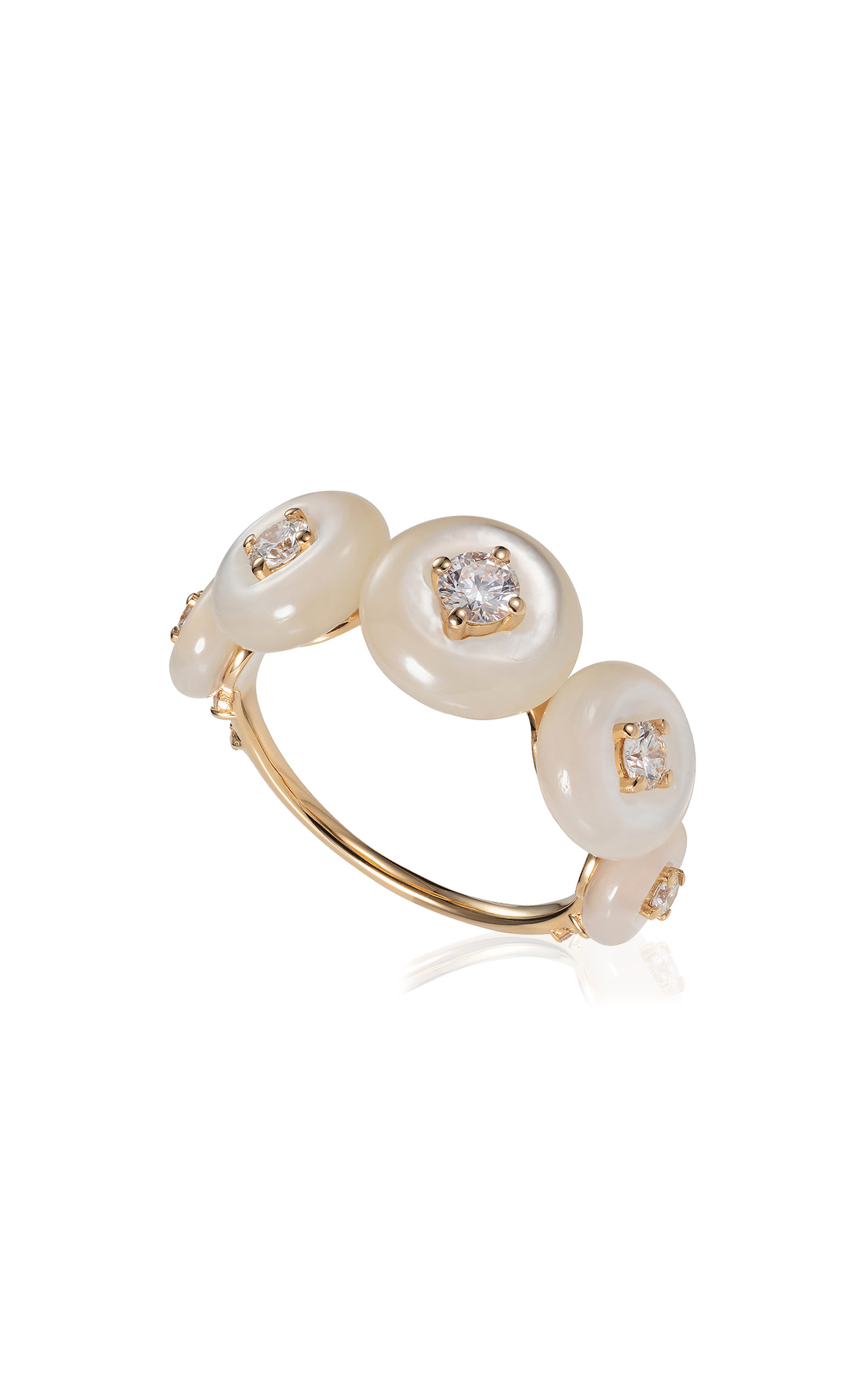 Fernando Jorge Women's Surrounding 18k Yellow Gold Diamond; Mother-of-pearl Ring In White