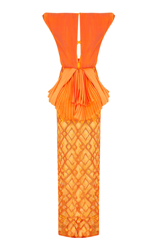 Padded Shoulder Cotton-Blend Midi Dress展示图