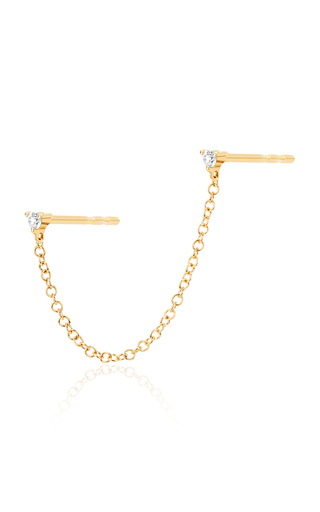 14K Yellow Gold Diamond Single Chain Earring展示图