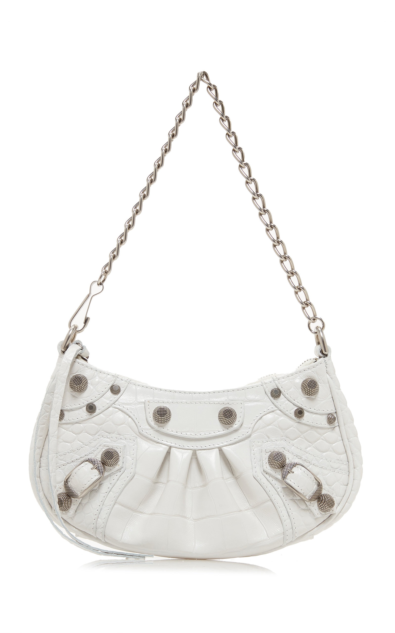 Balenciaga - Le Cagole Mini Croc-Effect Leather Shoulder Bag - White - OS - Moda Operandi