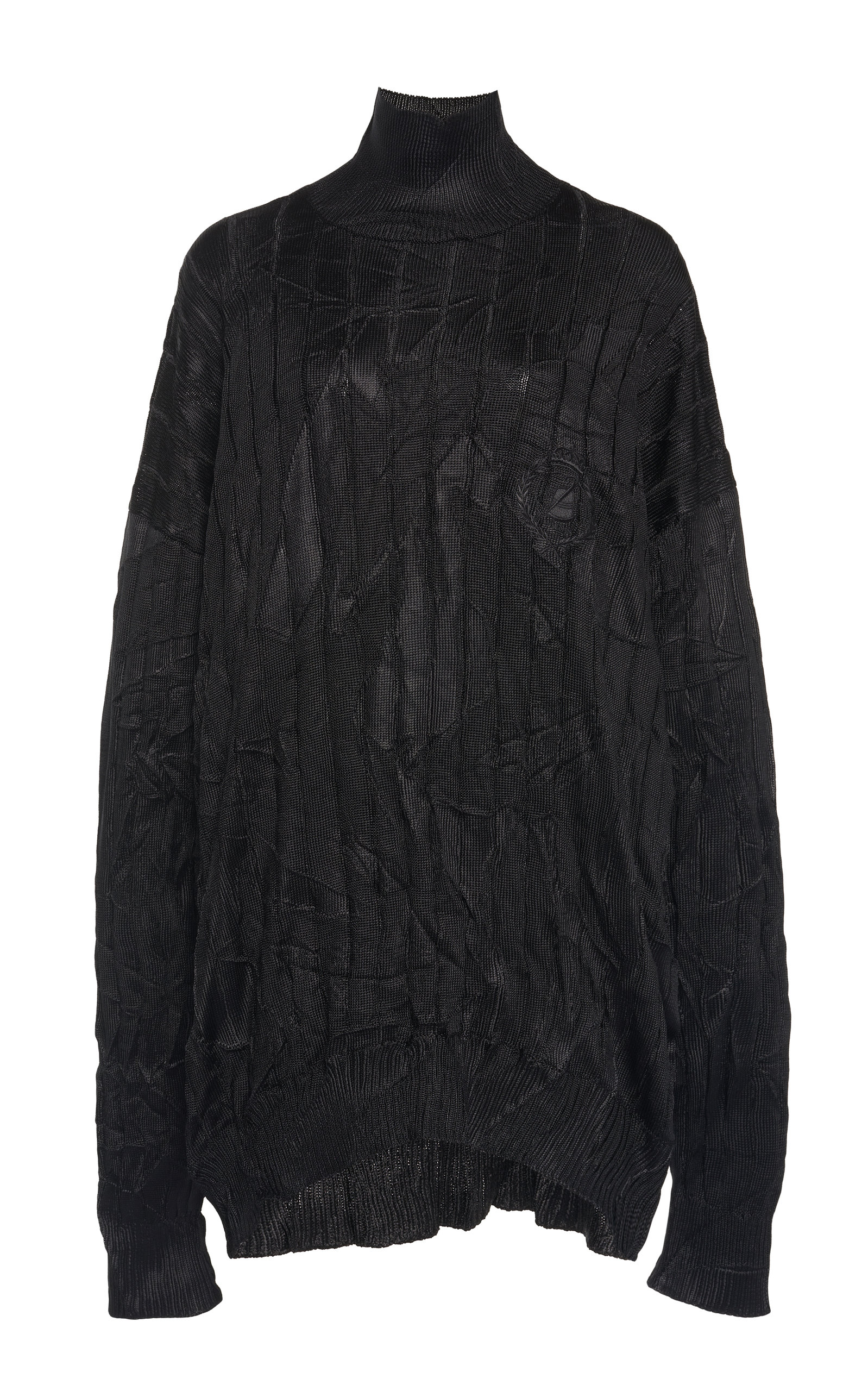 Balenciaga Women's Oversized Creased Ribbed-Knit Silk-Blend Turtleneck Sweater