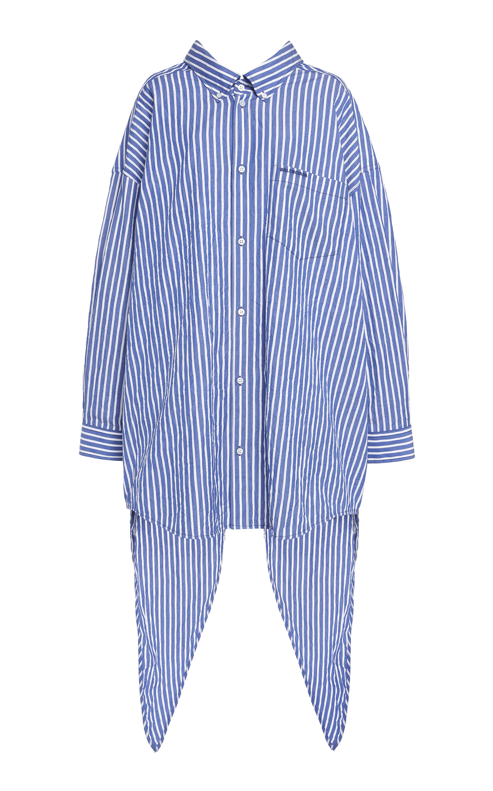 Balenciaga Women's Oversized Knotted Striped Cotton Shirt