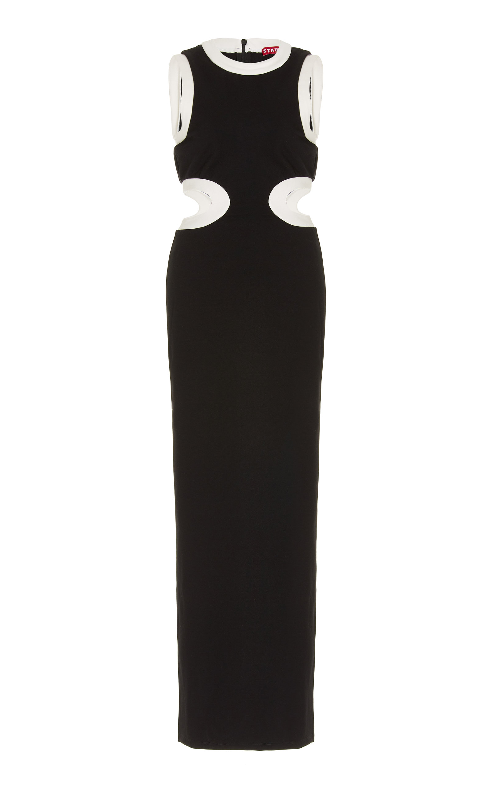 STAUD - Women's Dolce Cutout Ponte Maxi Dress - Black/white - Moda Operandi