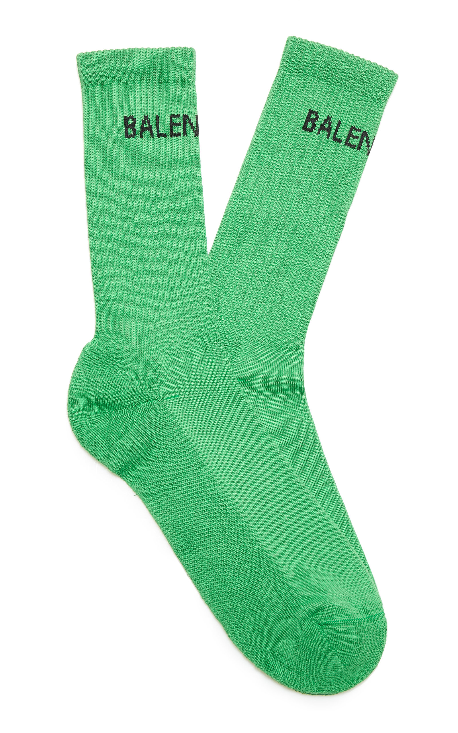 Balenciaga - Women's Logo-Knit Cotton-Blend Socks - Green/pink - Moda Operandi