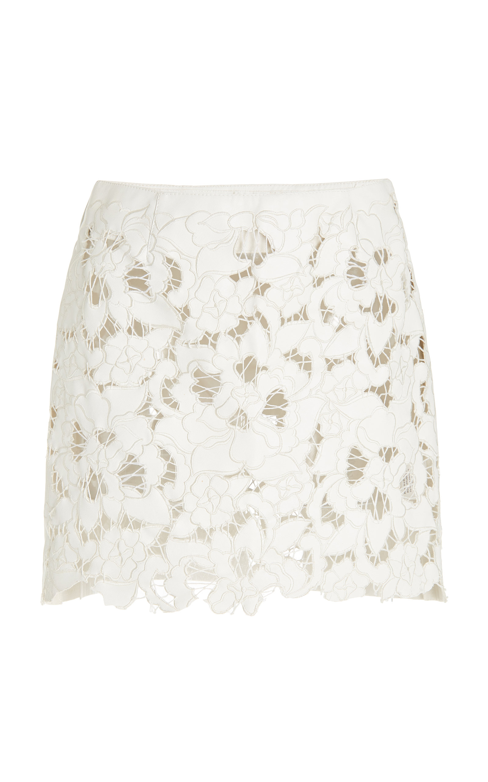 DES_PHEMMES Women's Hand-Embroidered Eco-Leather Mini Skirt