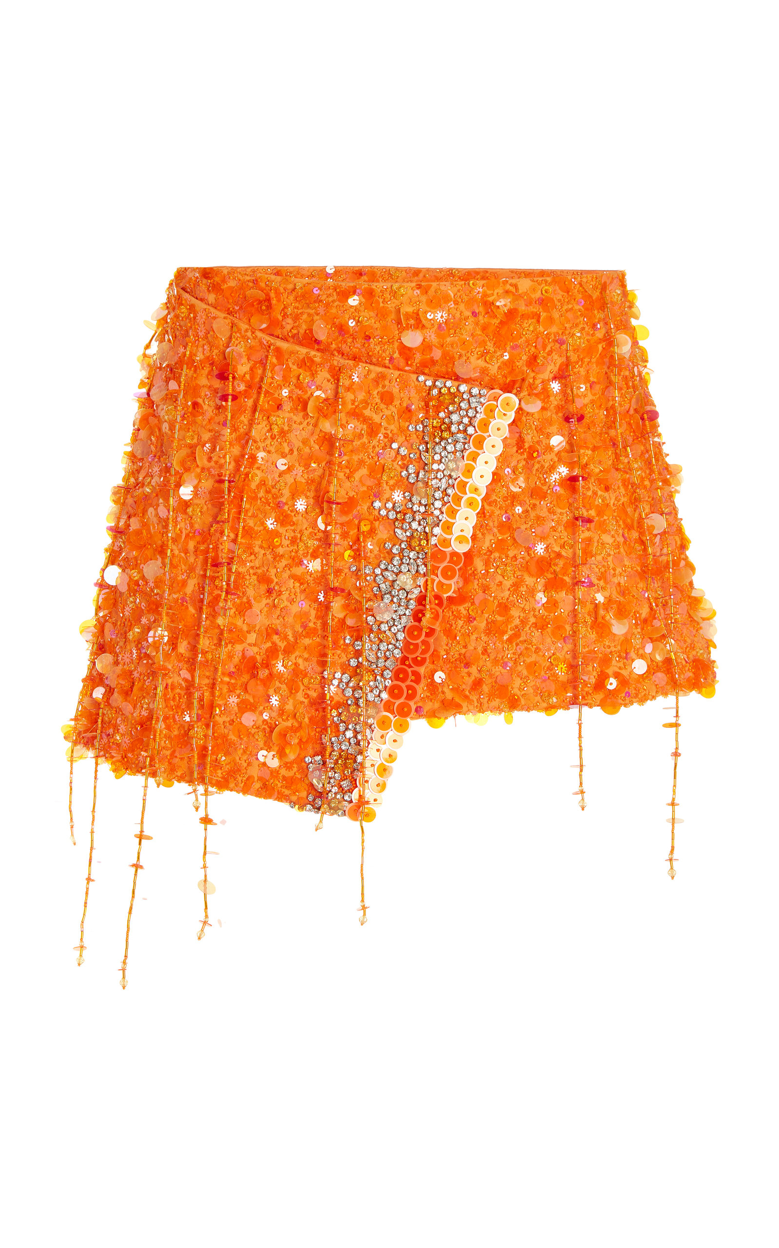 DES_PHEMMES Women's Embroidered Fringe Cotton-Satin Mini Skirt