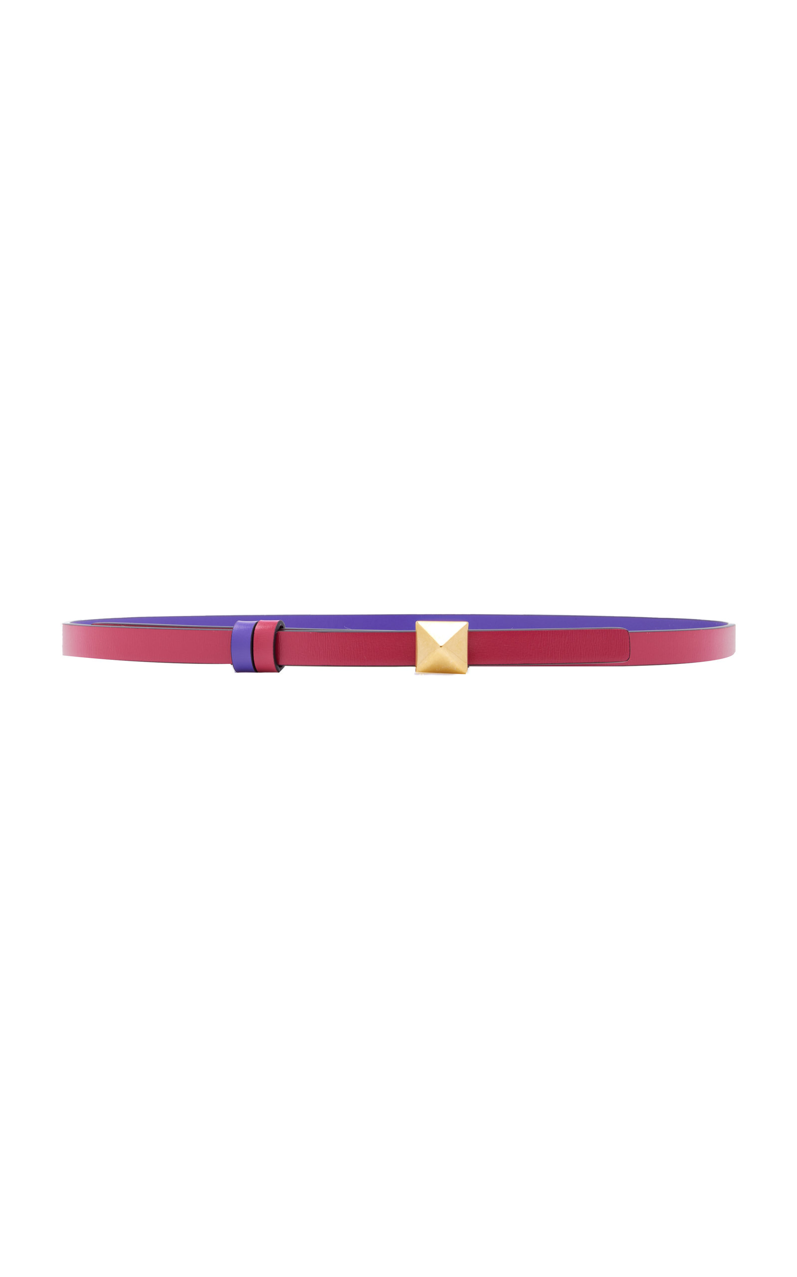 Valentino - Women's Valentino Garavani Reversible One Stud Leather Belt - Purple - 80 cm - Moda Operandi