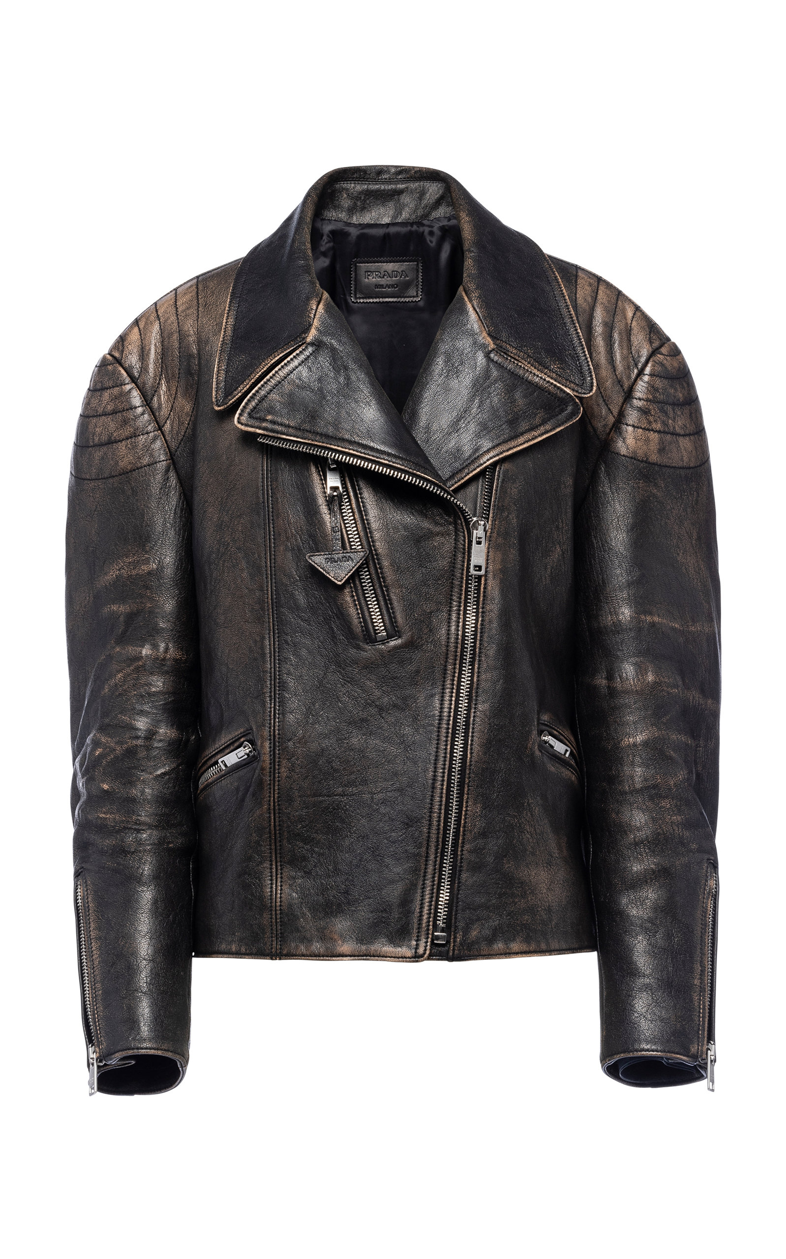 Prada Women's Textured Leather Motorcycle Jacket