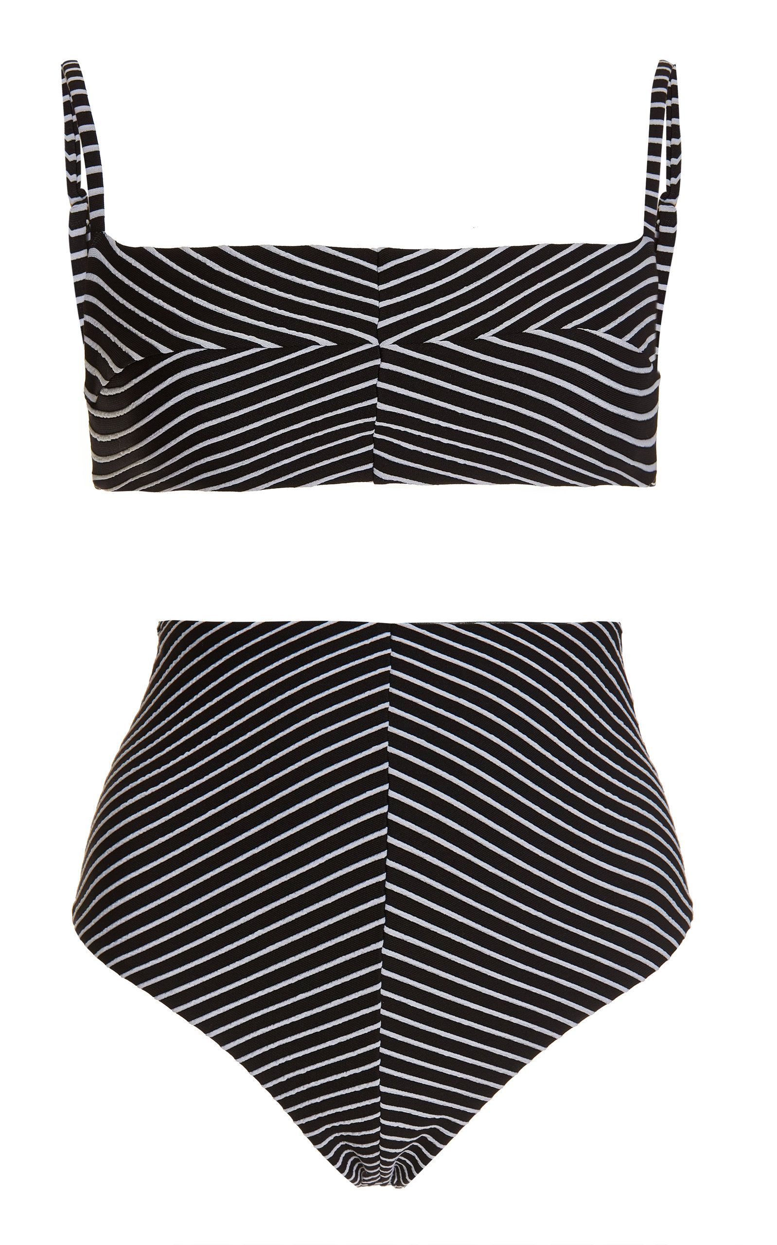 Morã© Noir Women's Rayé Striped Square-neck High-rise Bikini In Black ...