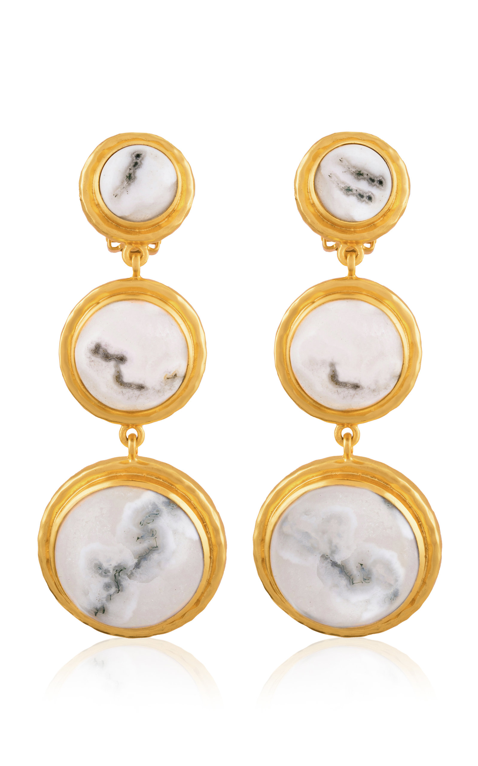 Valére Women's Alanna Moss Agate Drop Earrings In White