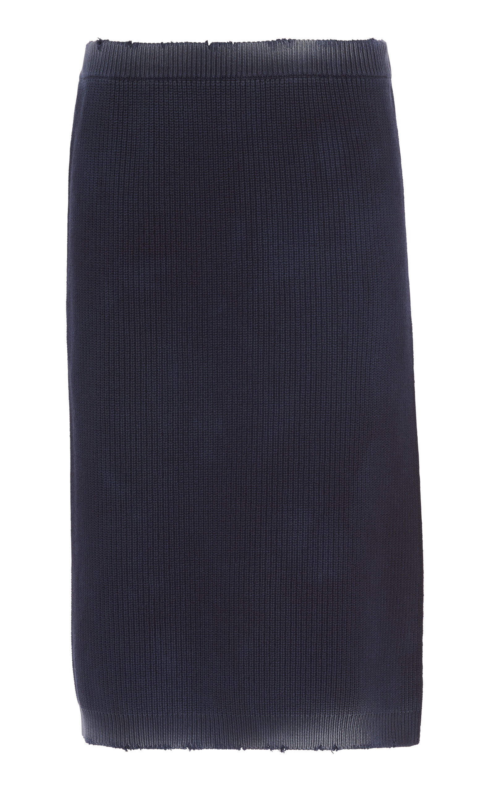 Miu Miu - Women's Low-Rise Faded Cotton Midi Skirt - Navy - IT 38 - Moda Operandi