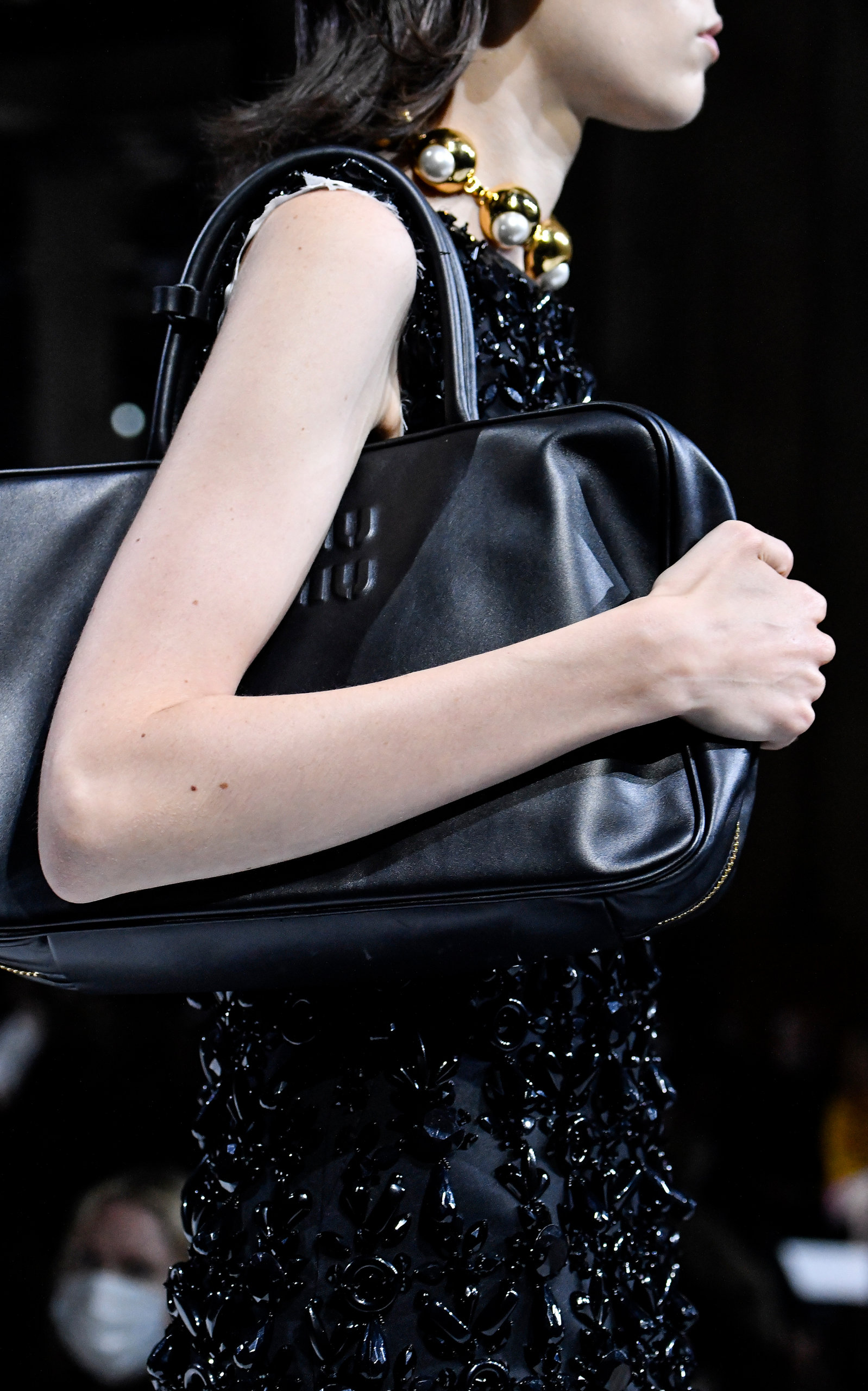 Miu Miu - Softy Square Leather Shoulder Bag - Black - OS - Moda Operandi