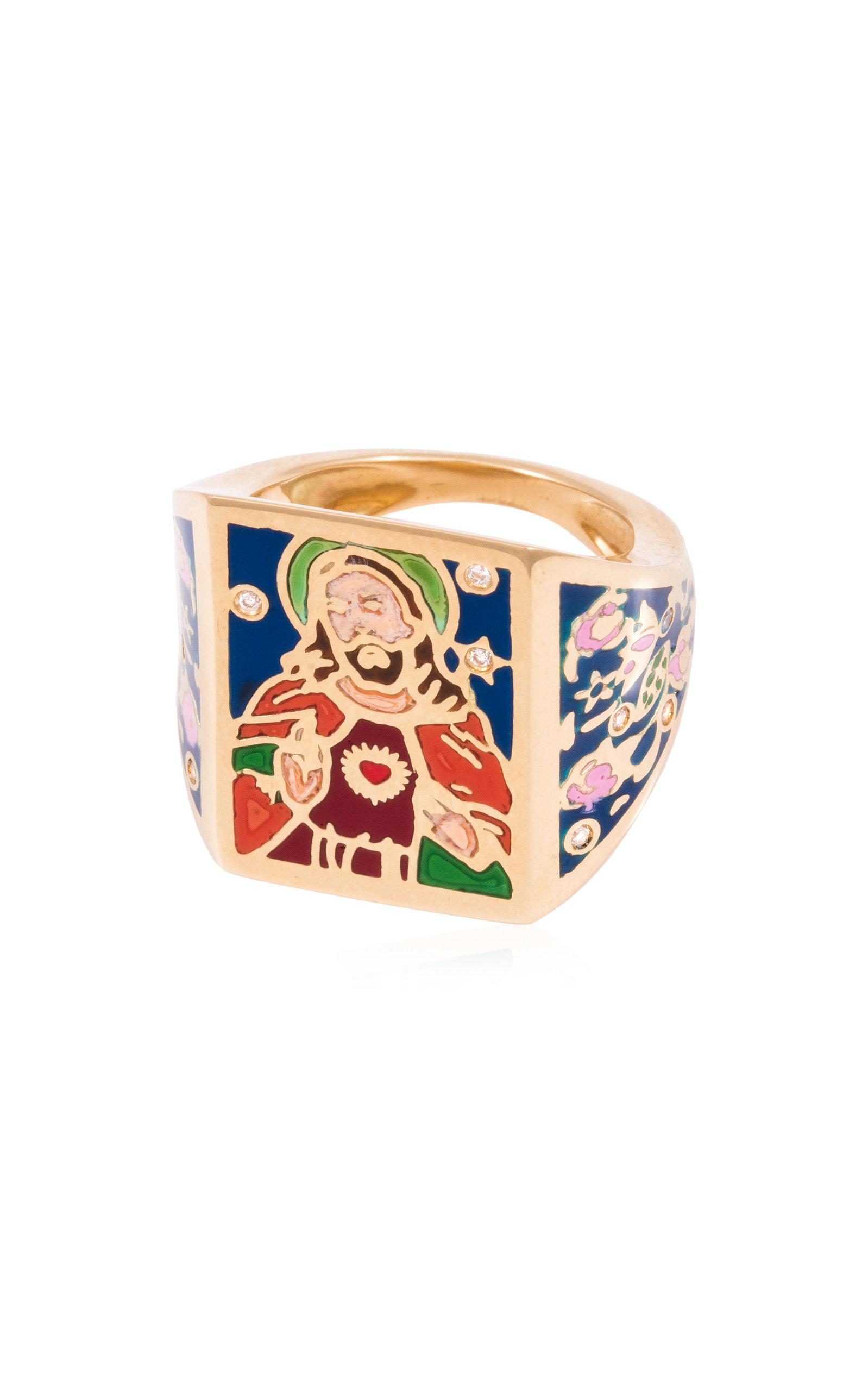 L'Atelier Nawbar Women's Jesus Loves You 18K Gold Diamond Ring