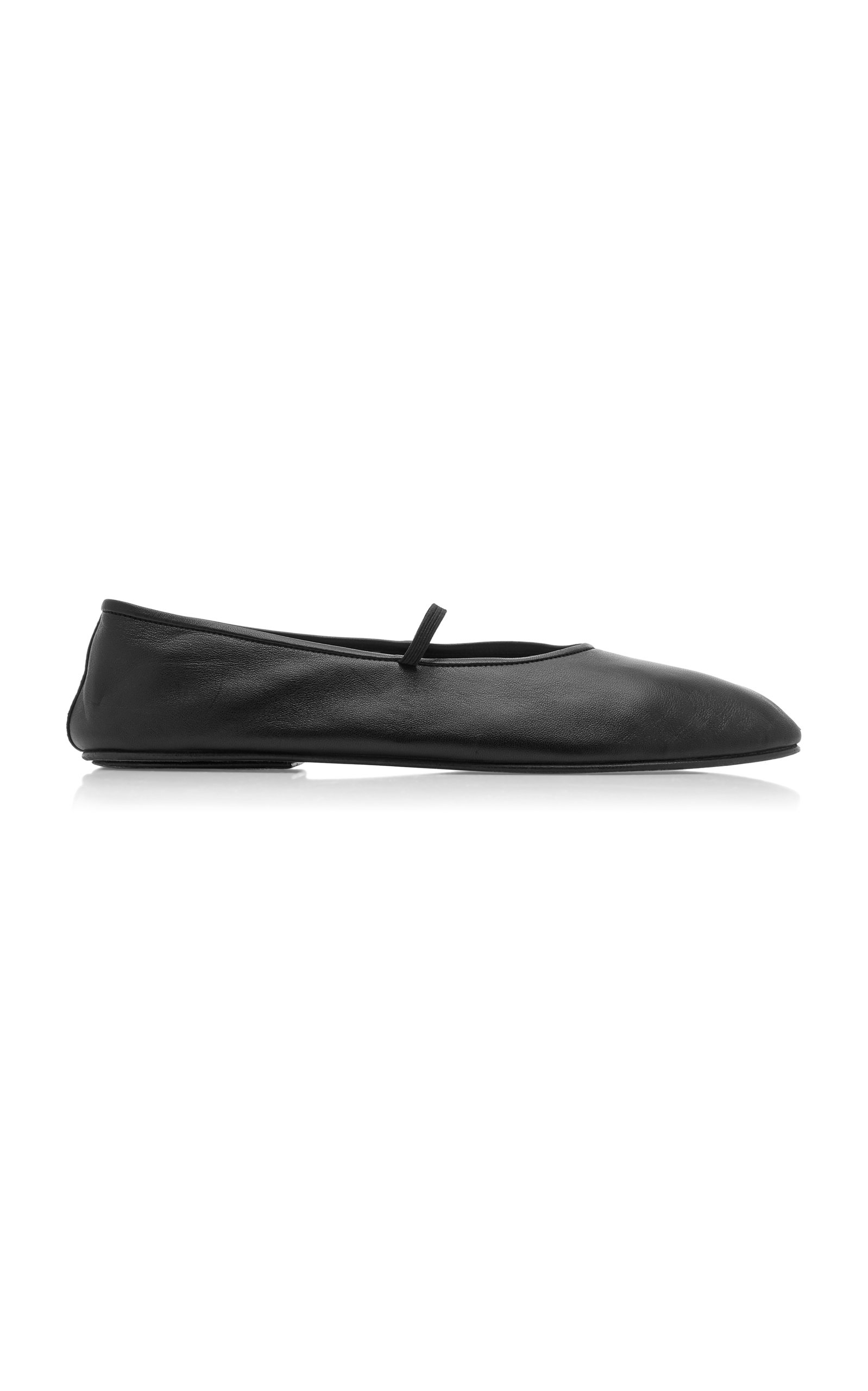 The Row Leather Ballet Flats In Black
