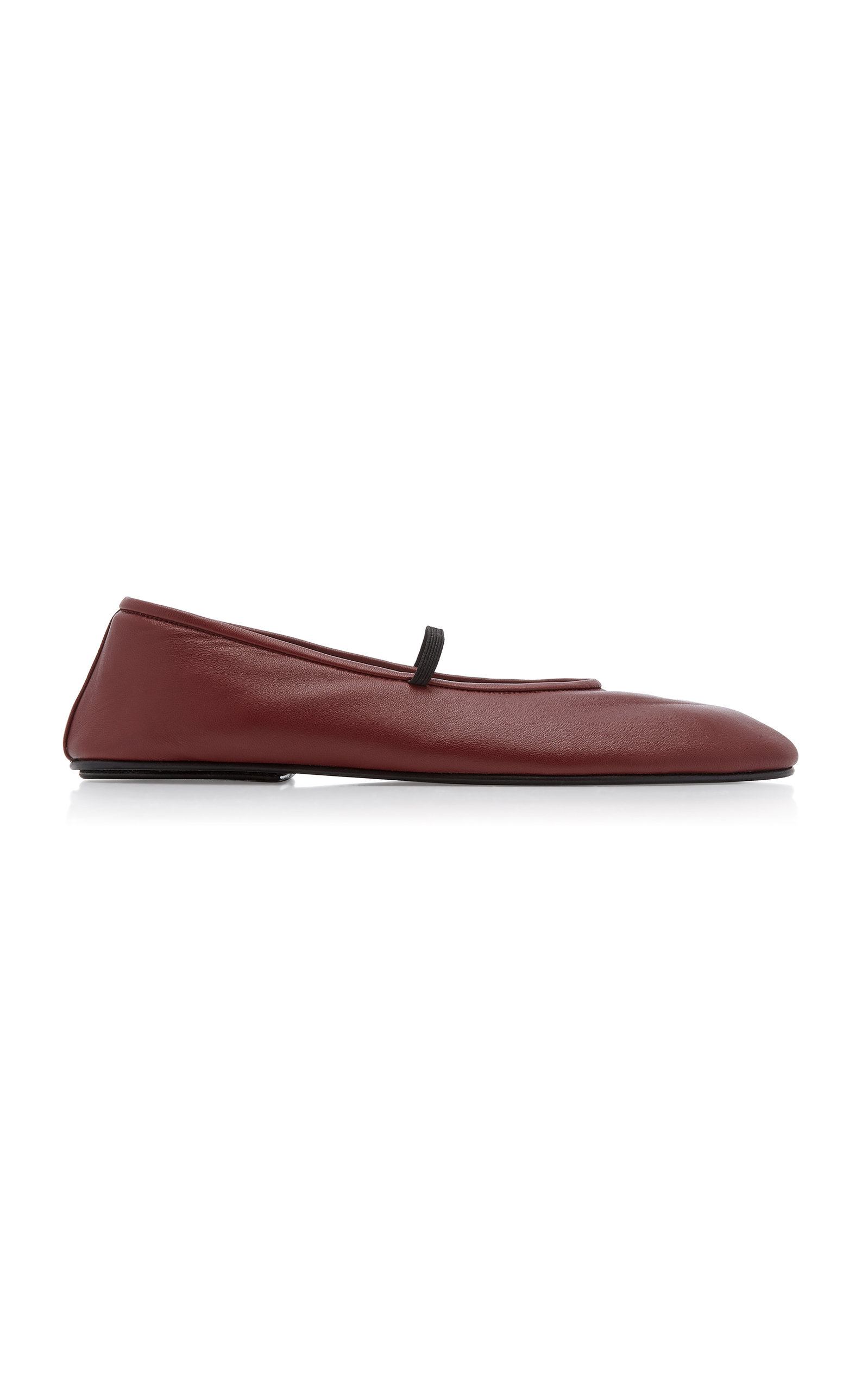 The Row Square-toe Leather Ballet Flats In Black,burgundy
