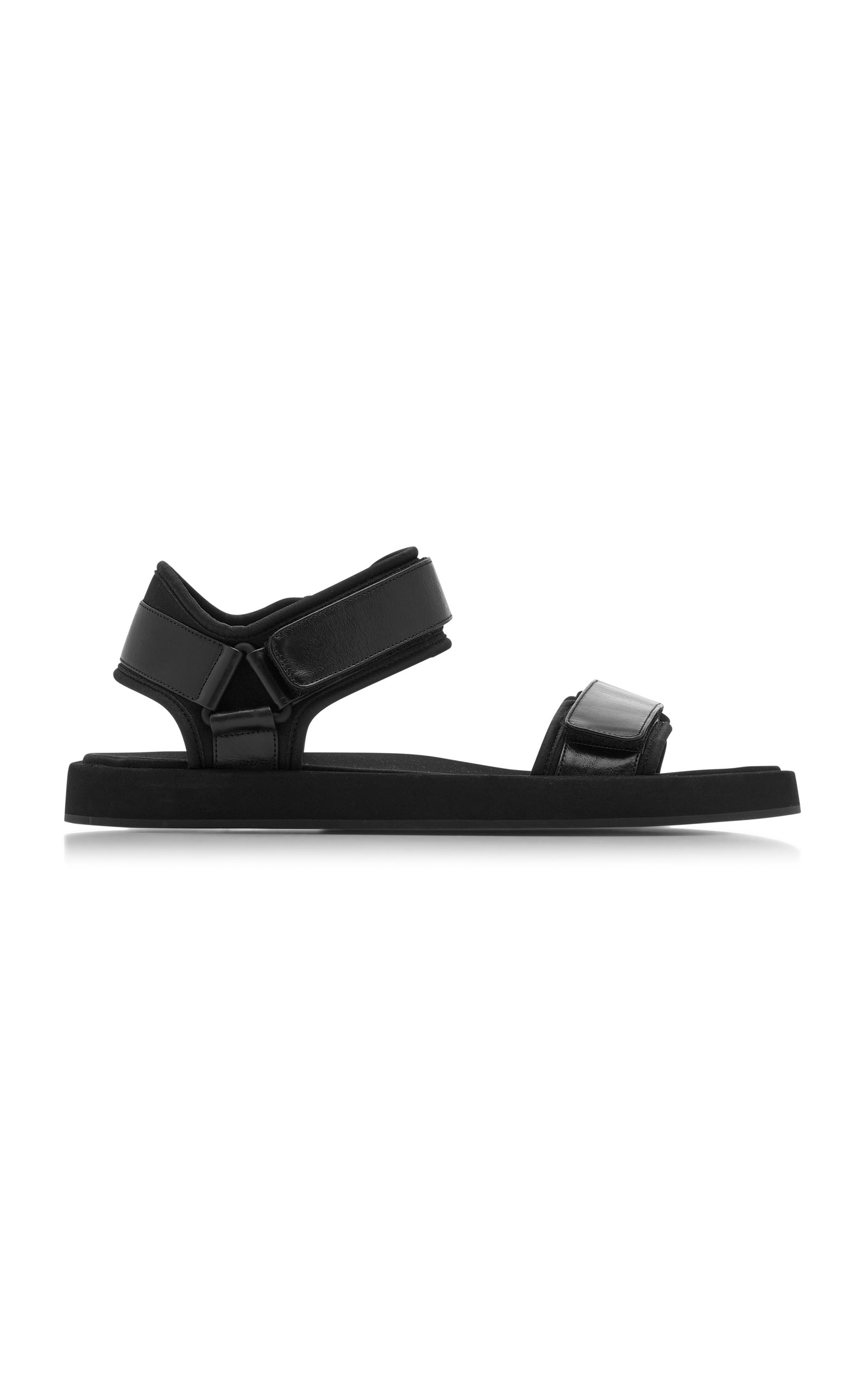 THE ROW HOOK-AND-LOOP LEATHER SANDALS