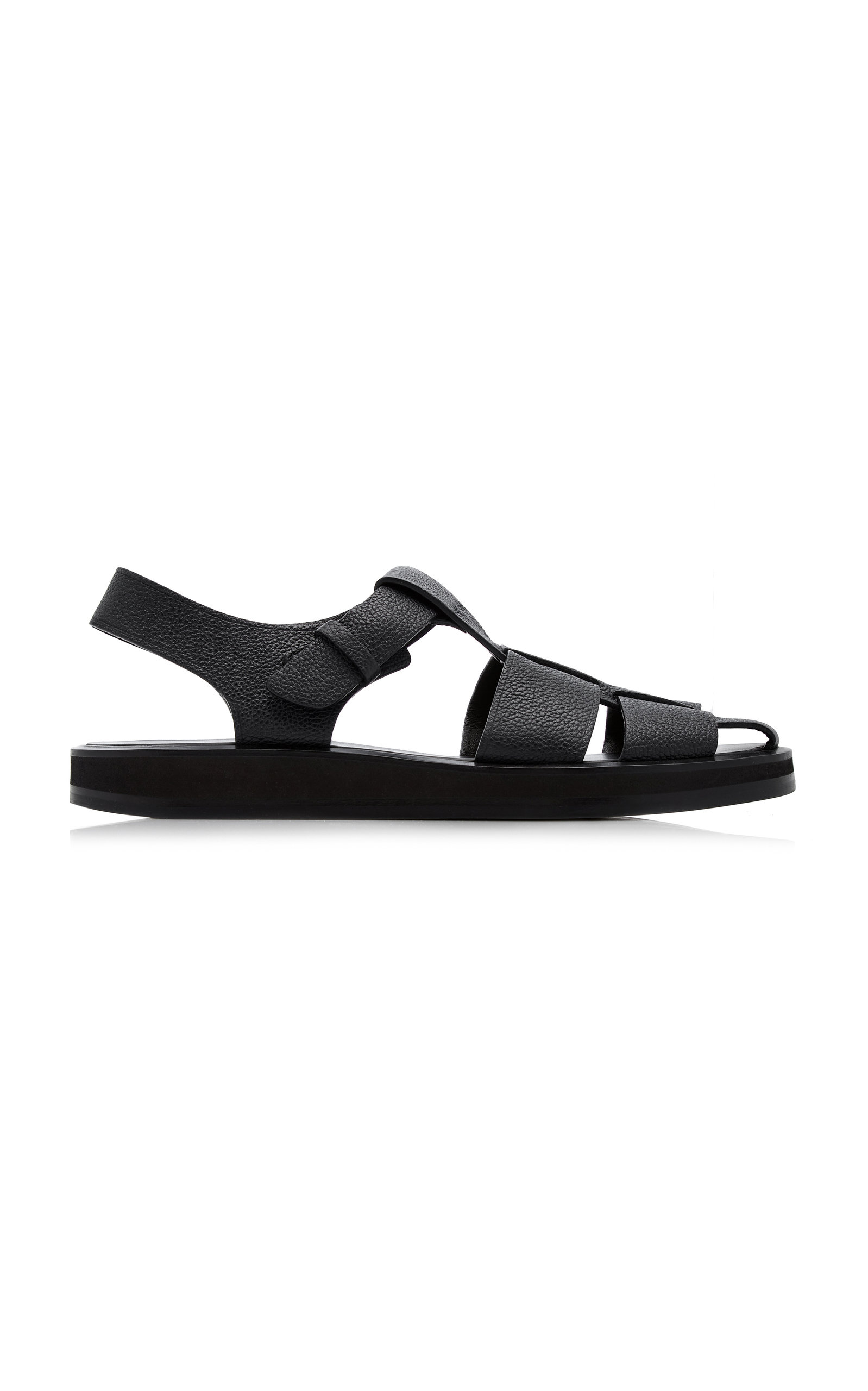 The Row Fisherman Leather Sandals In Black