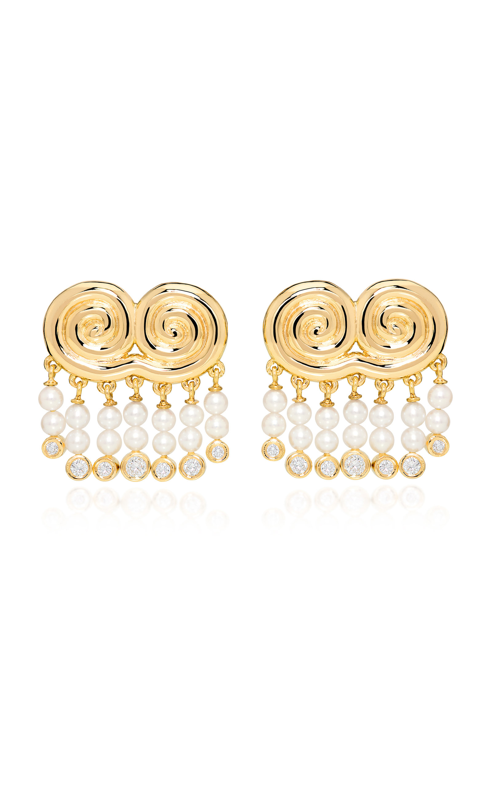Agni 18K Yellow Gold Pearl; Diamond Earrings