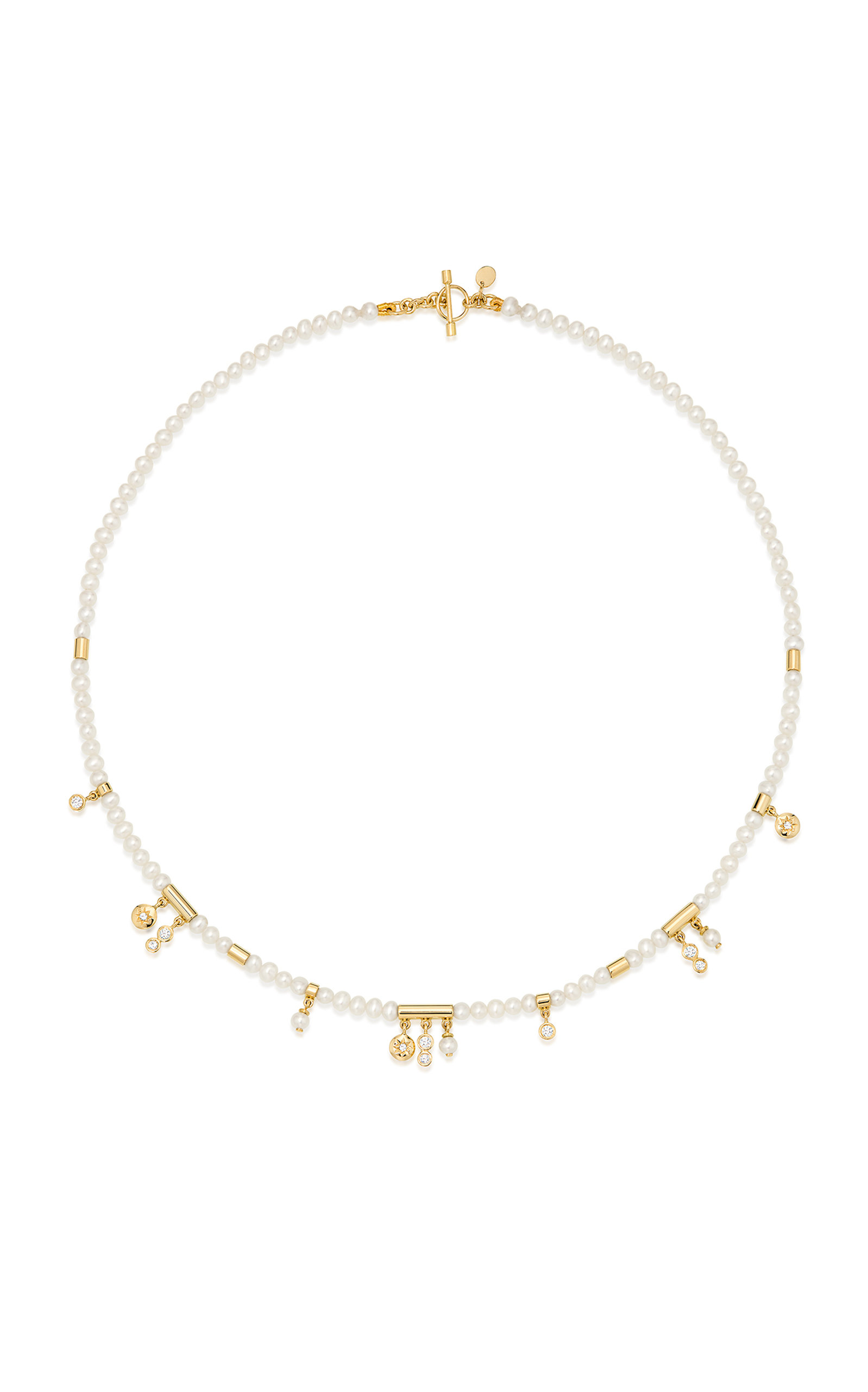Agni 18K Yellow Gold Pearl; Diamond Necklace