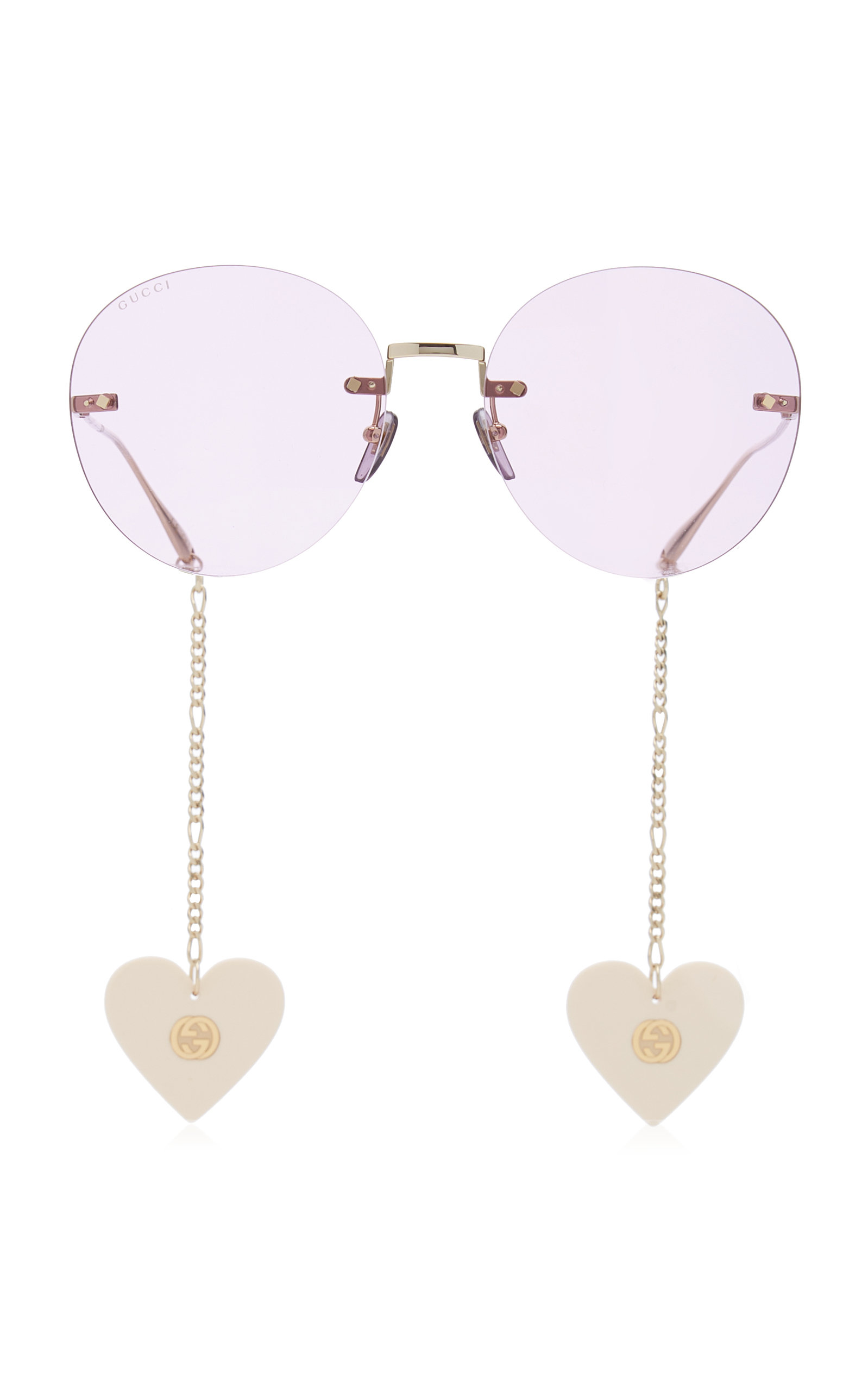 Gucci Women's Charm-Detailed Round-Frame Metal Sunglasses