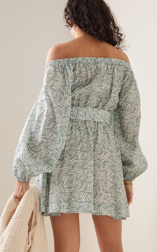 Bronte Palm-Print Off-The-Shoulder Maxi Coverup Dress展示图