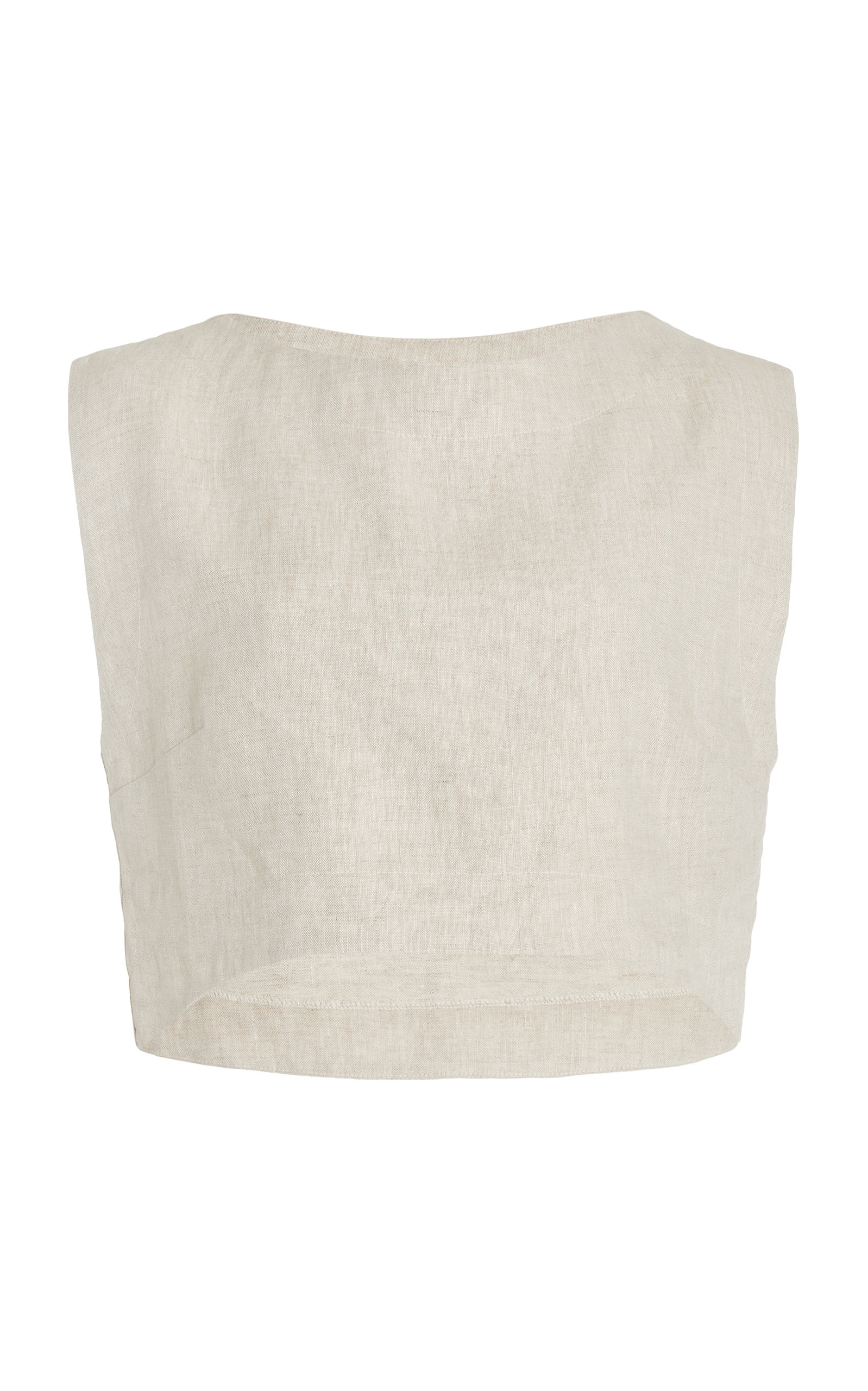 Shop Posse Exclusive Martina Linen Crop Top In Neutral