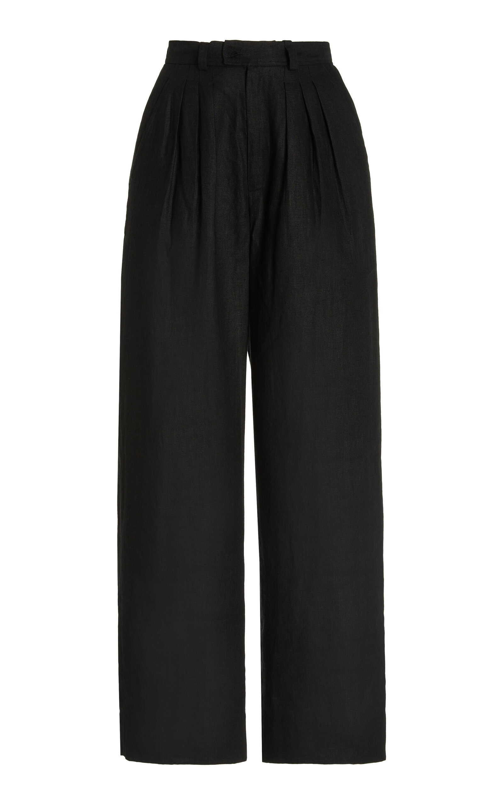 Shop Posse Exclusive Louis Linen Trousers In Black