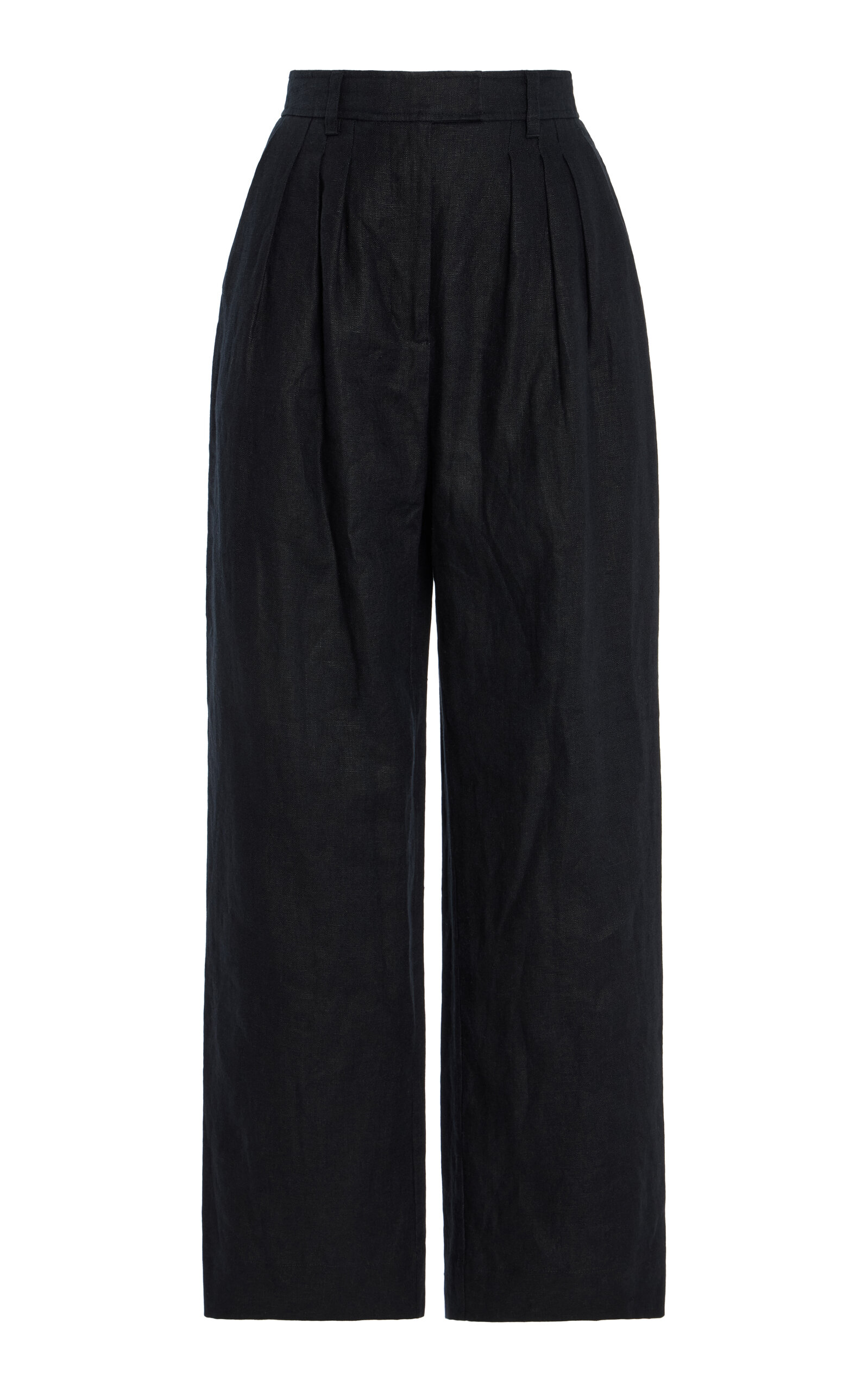 Shop Posse Exclusive Louis Linen Trousers In Black