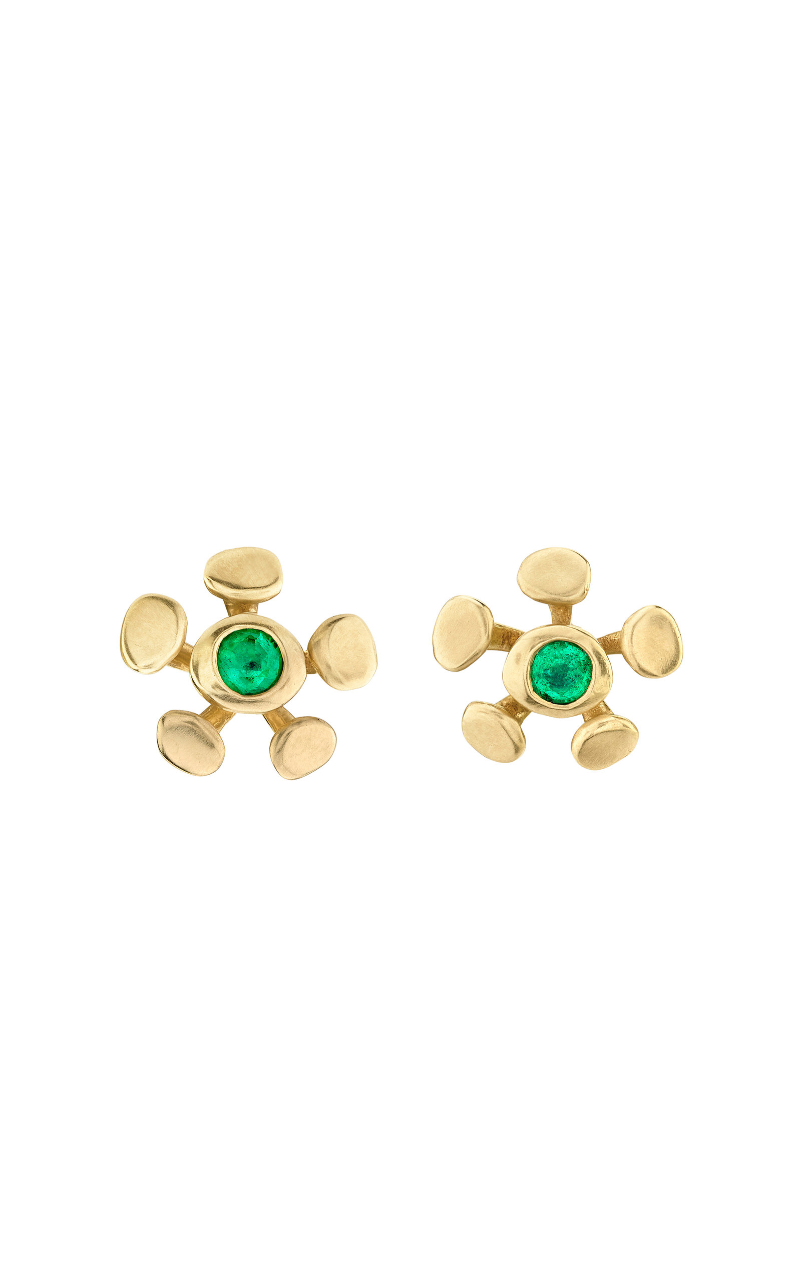 18K Yellow Gold Chrona  Emerald Earrings