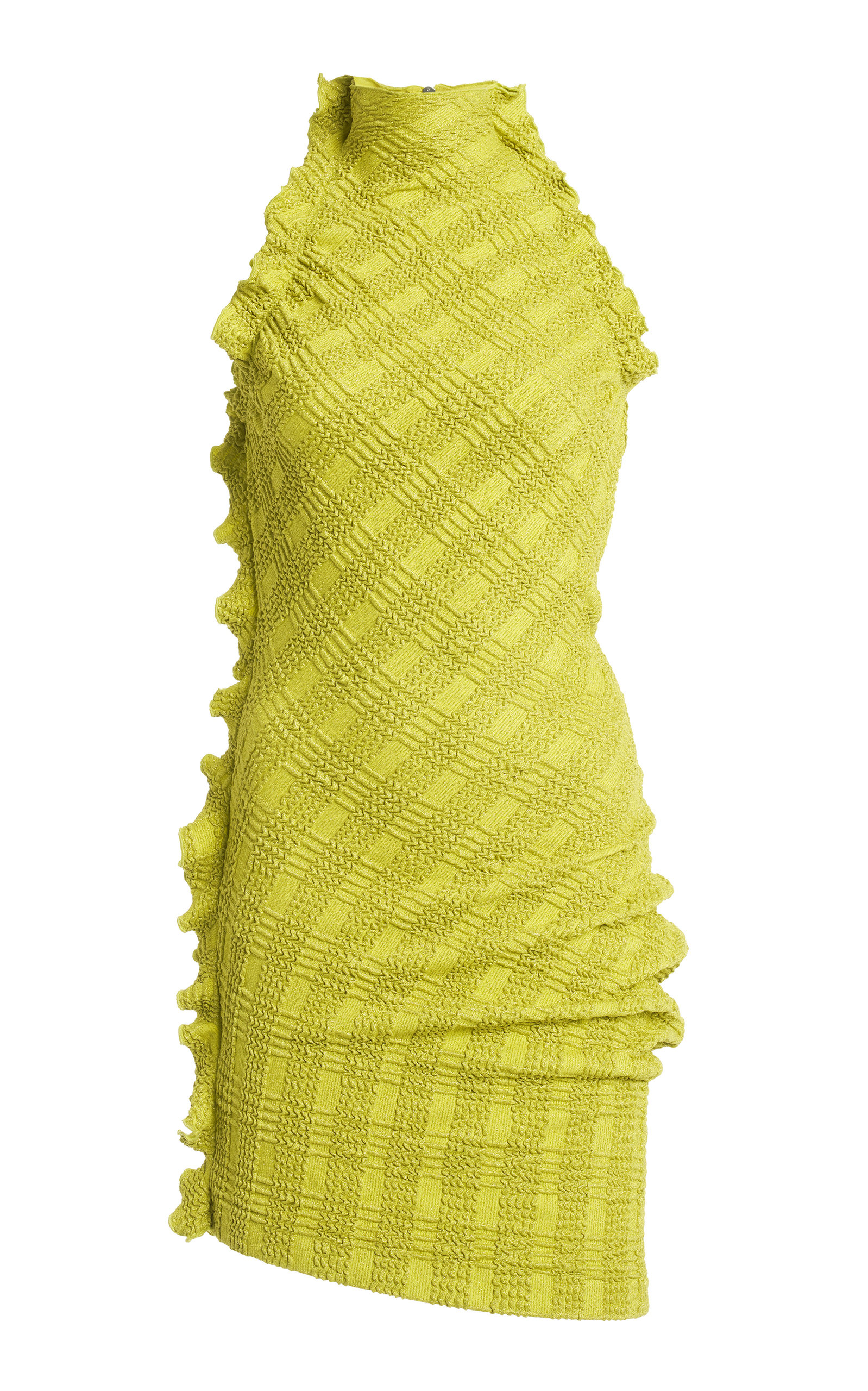 Bottega Veneta Ruffled Check Mini Dress - Green