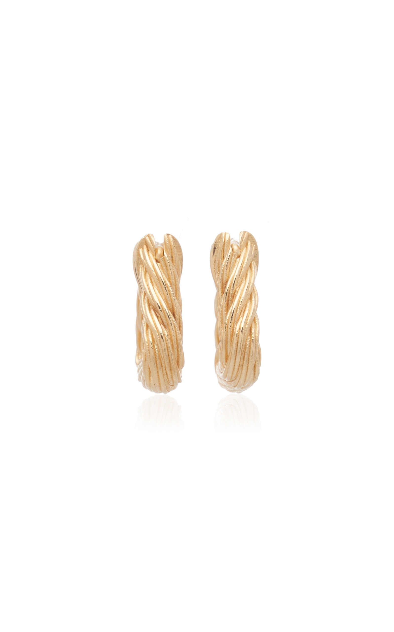 Bottega Veneta Twist Triangle Gold Vermeil Hoop Earrings
