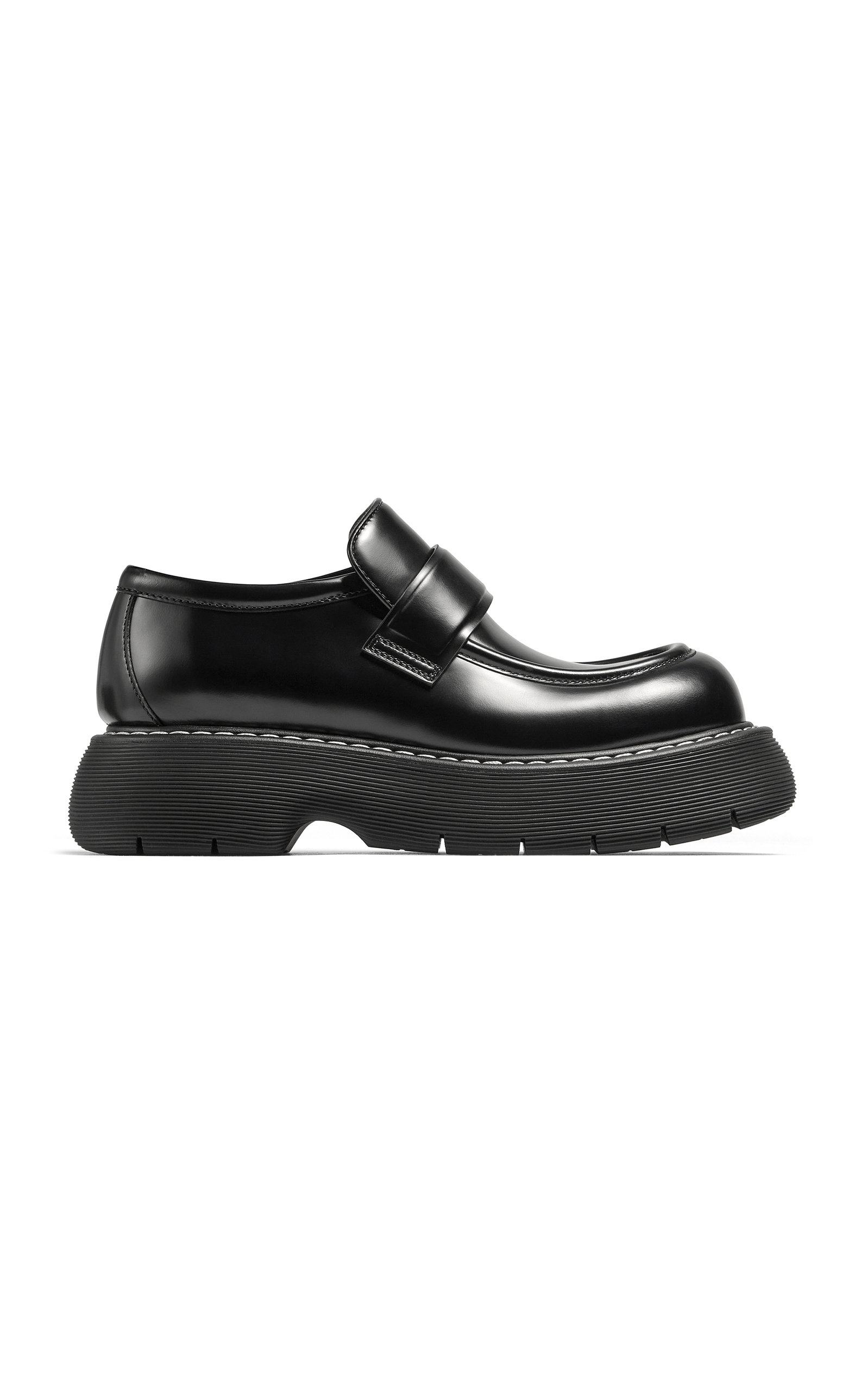 Shop Bottega Veneta Osaka Leather Platform Loafers In Black