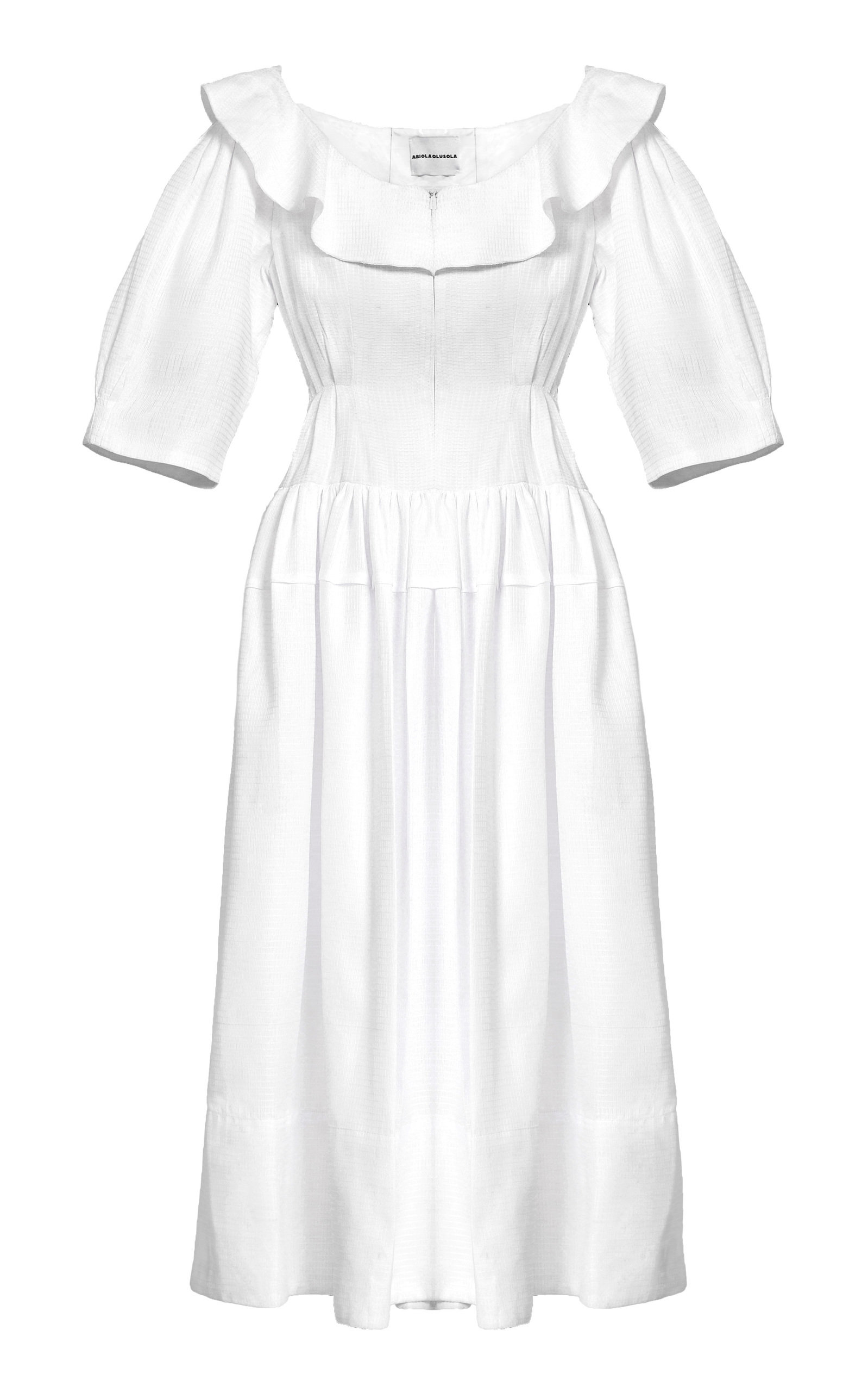 Abiola Olusola - Women's Rive Ruffled Cotton Brocade Maxi Dress - White - Only At Moda Operandi