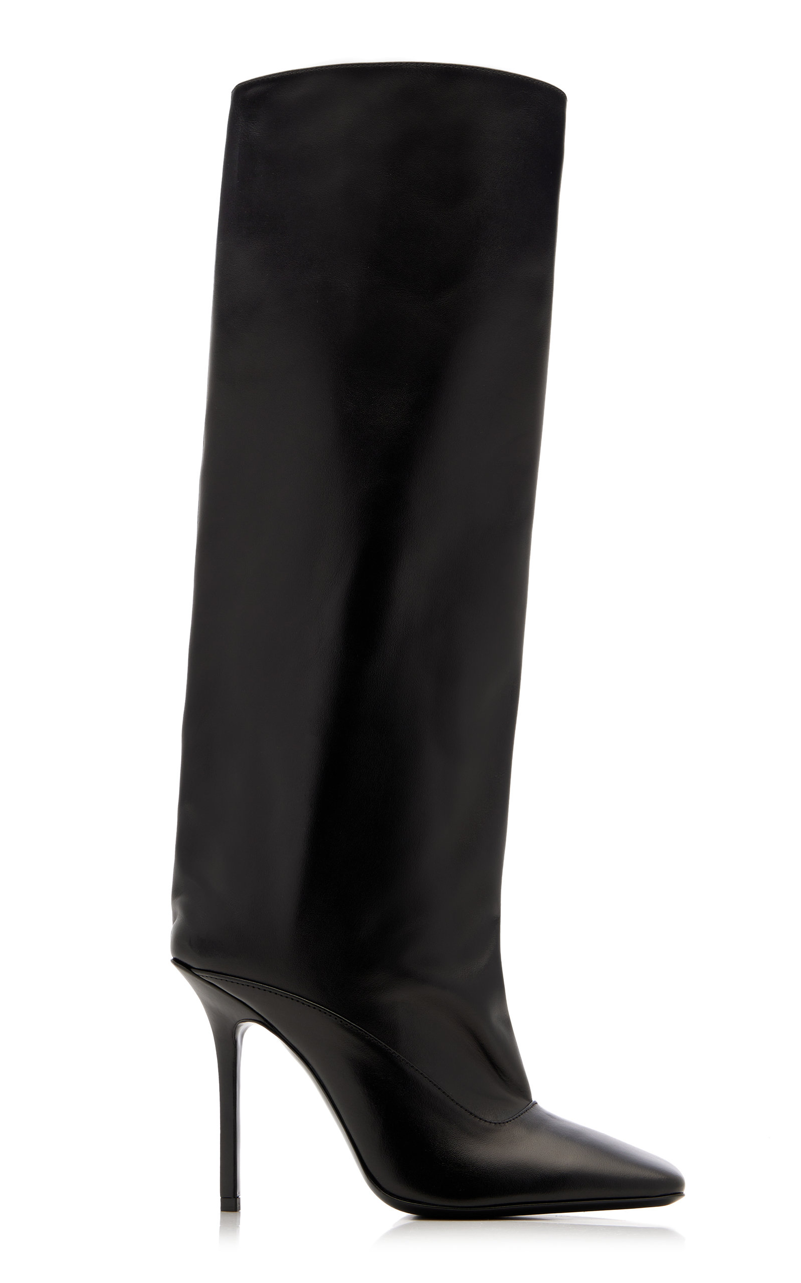 Attico Sienna Calfskin Stiletto Knee Boots In Black