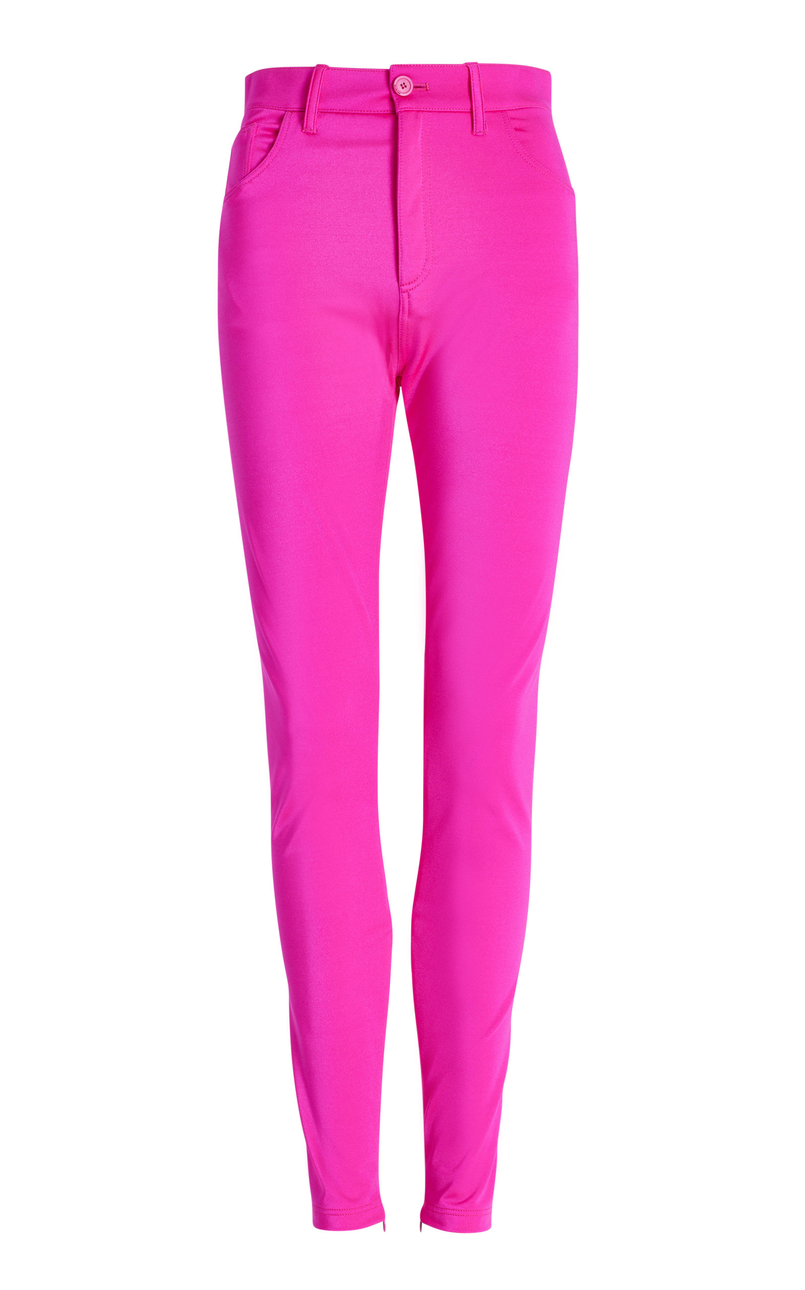 Balenciaga Skinny-leg Zip-hem Legging Pants In Pink