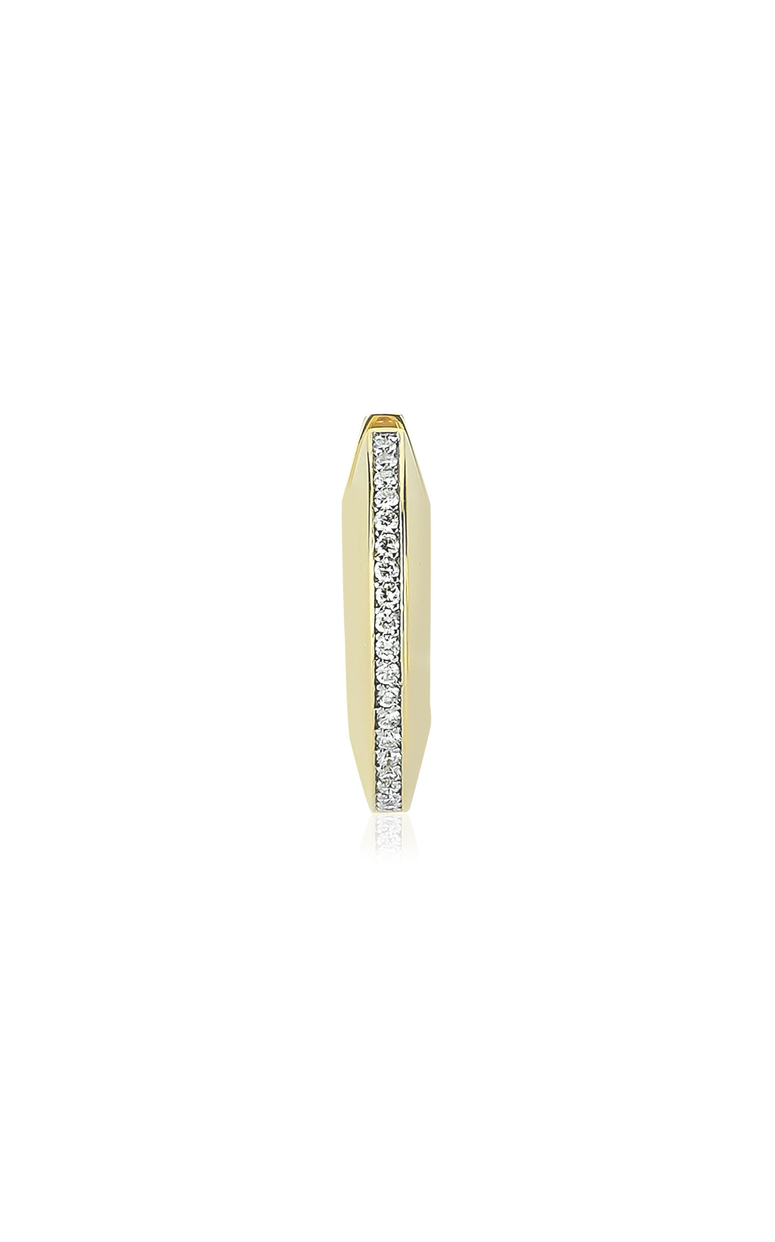 Charms Company Women's Spin Me Round 14K Yellow Gold Diamond Single Hoop Earring