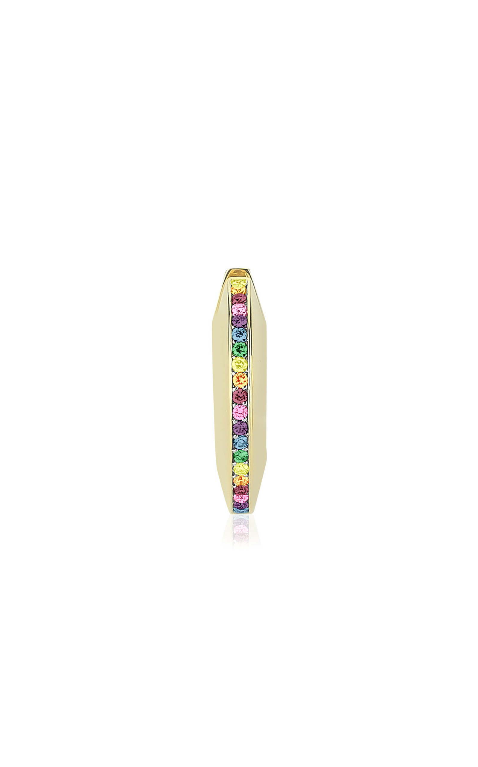 Charms Company Women's Spin Me Round 14K Yellow Gold Sapphire Single Hoop Earring