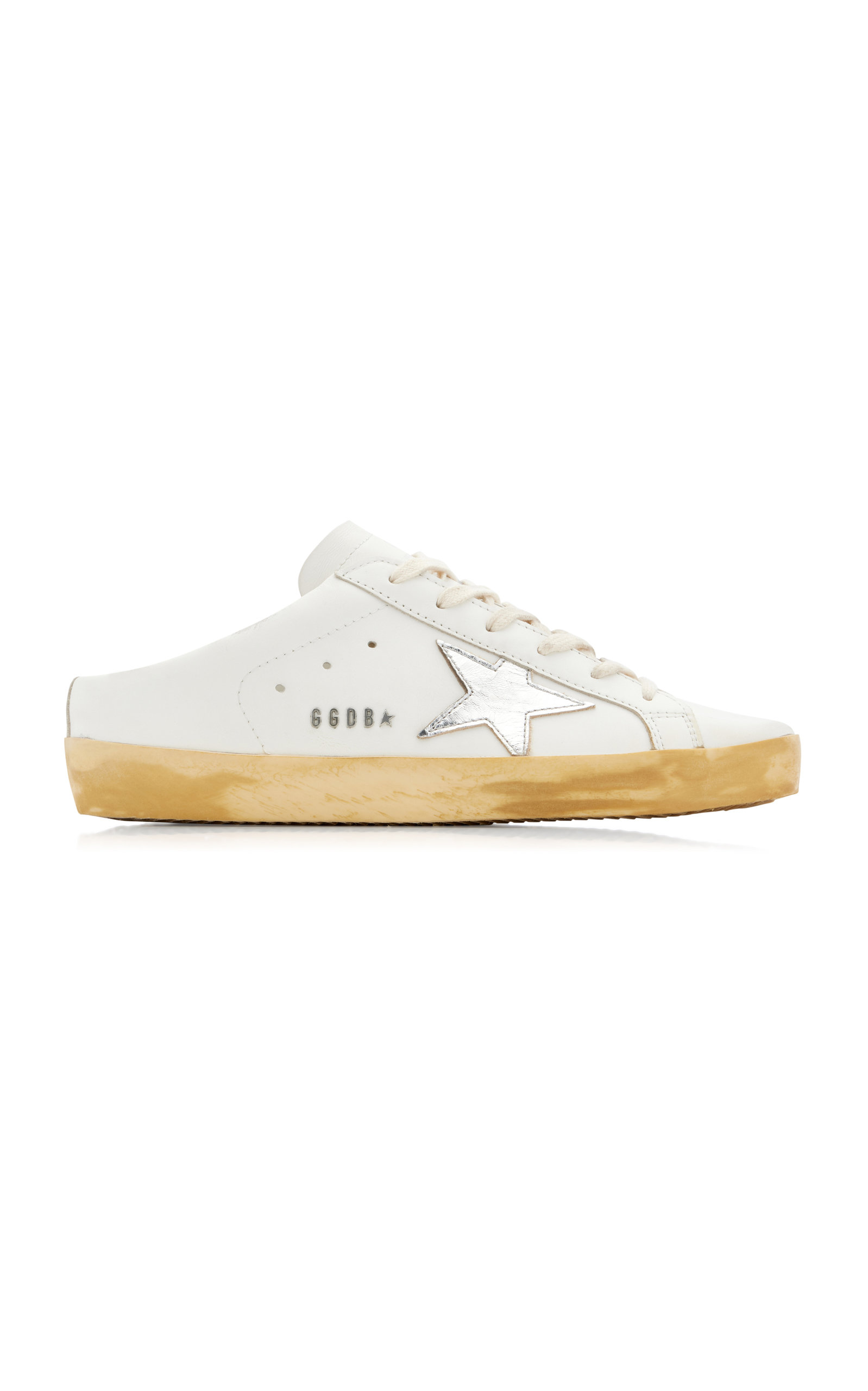 Golden Goose Superstar Sabot Distressed Leather Slip-on Sneakers In White