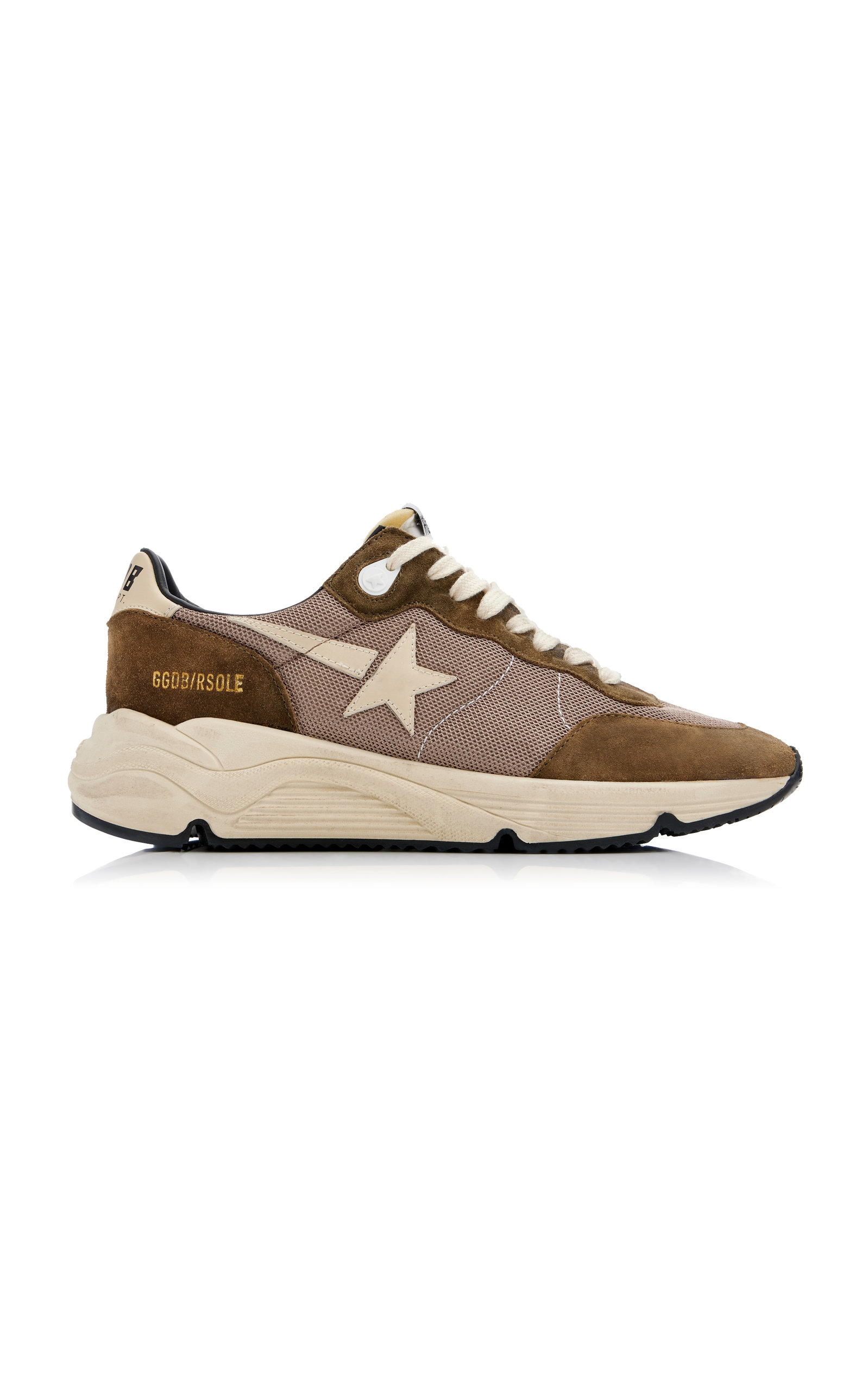 Golden Goose Running Sneakers In Green Suede And Fabric In Green
