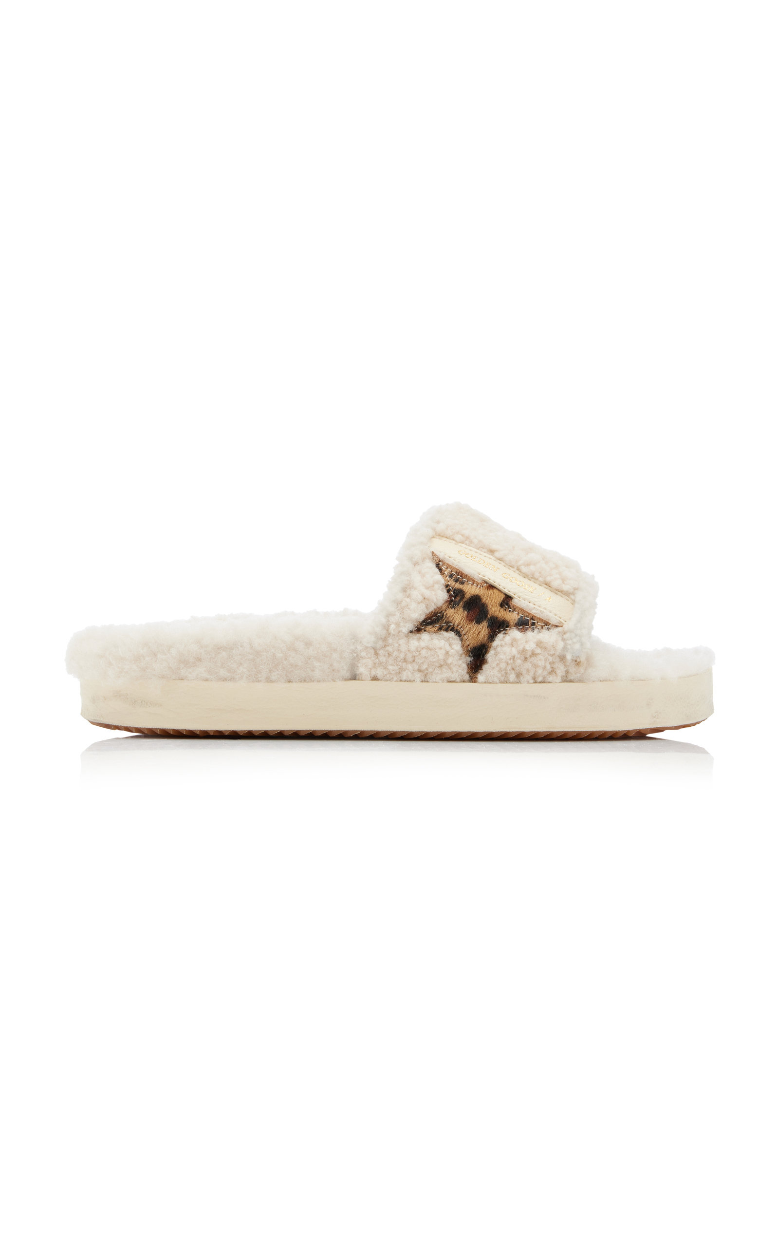 Golden Goose Poolstar Shearling Slide Sandals In Neutral