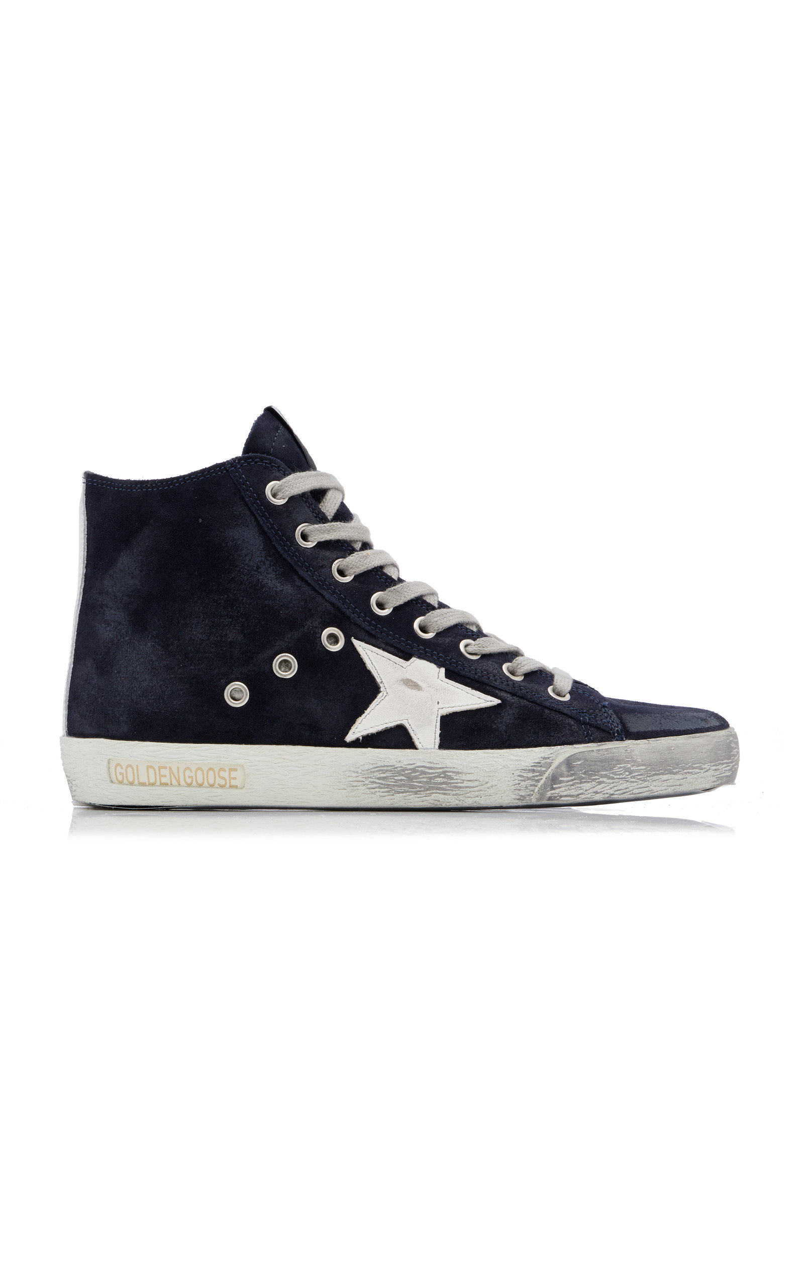 Golden Goose Francy Distressed Suede High-top Sneakers In Navy