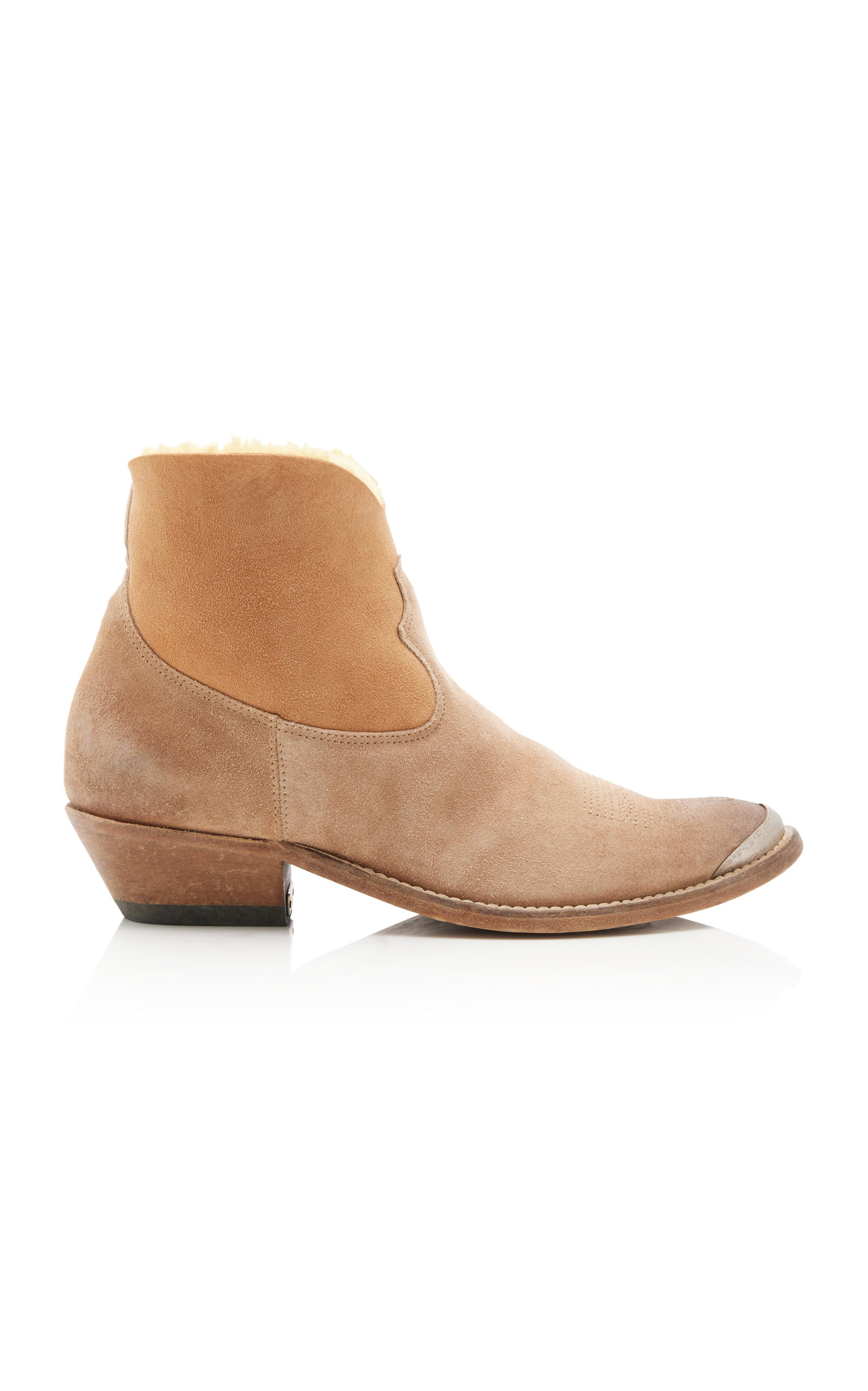 Golden Goose - Young Shearling-Lined Suede Western Boots - Neutral - IT 40 - Moda Operandi