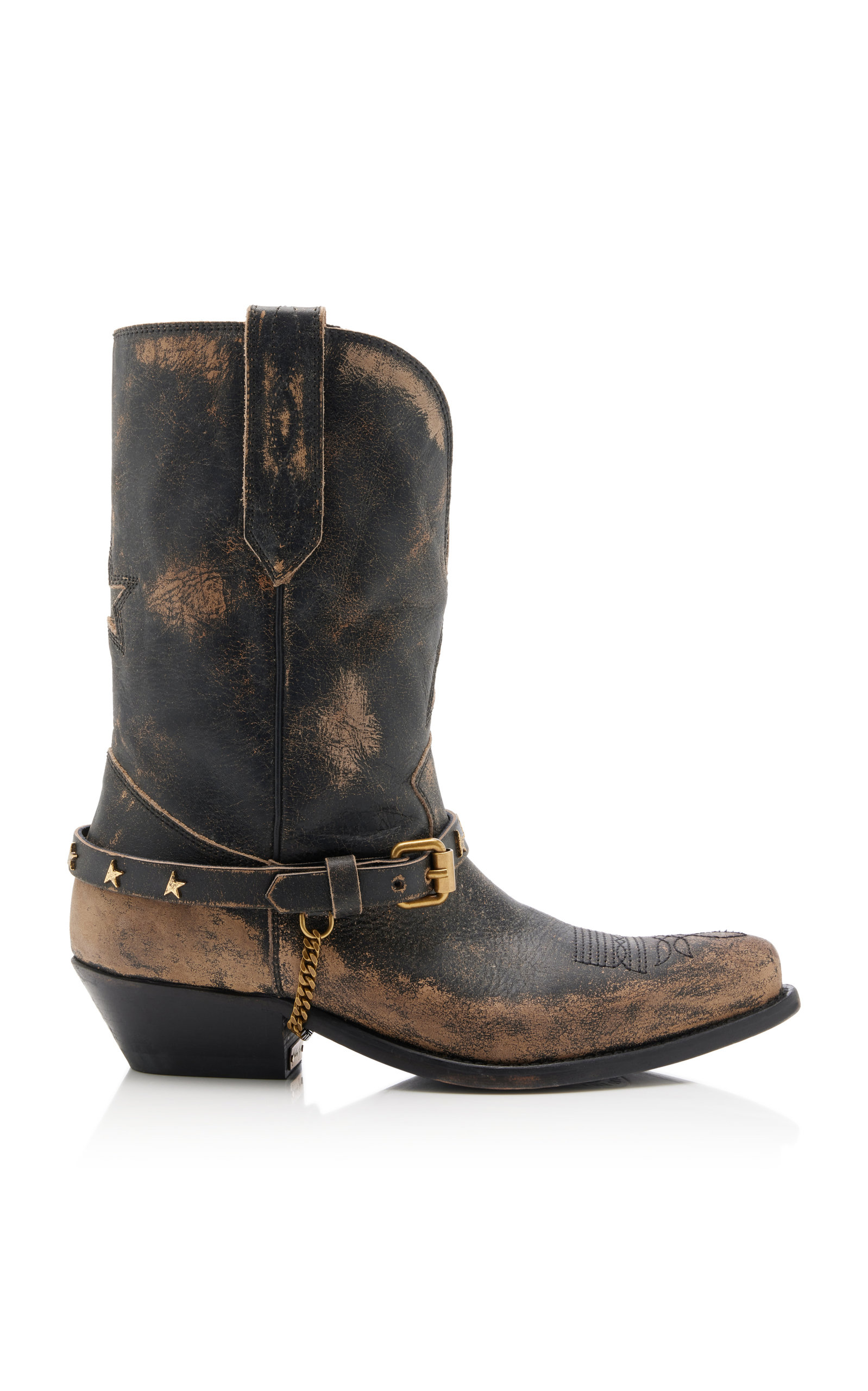 Golden Goose Wish Star Leather Western Boots - Black