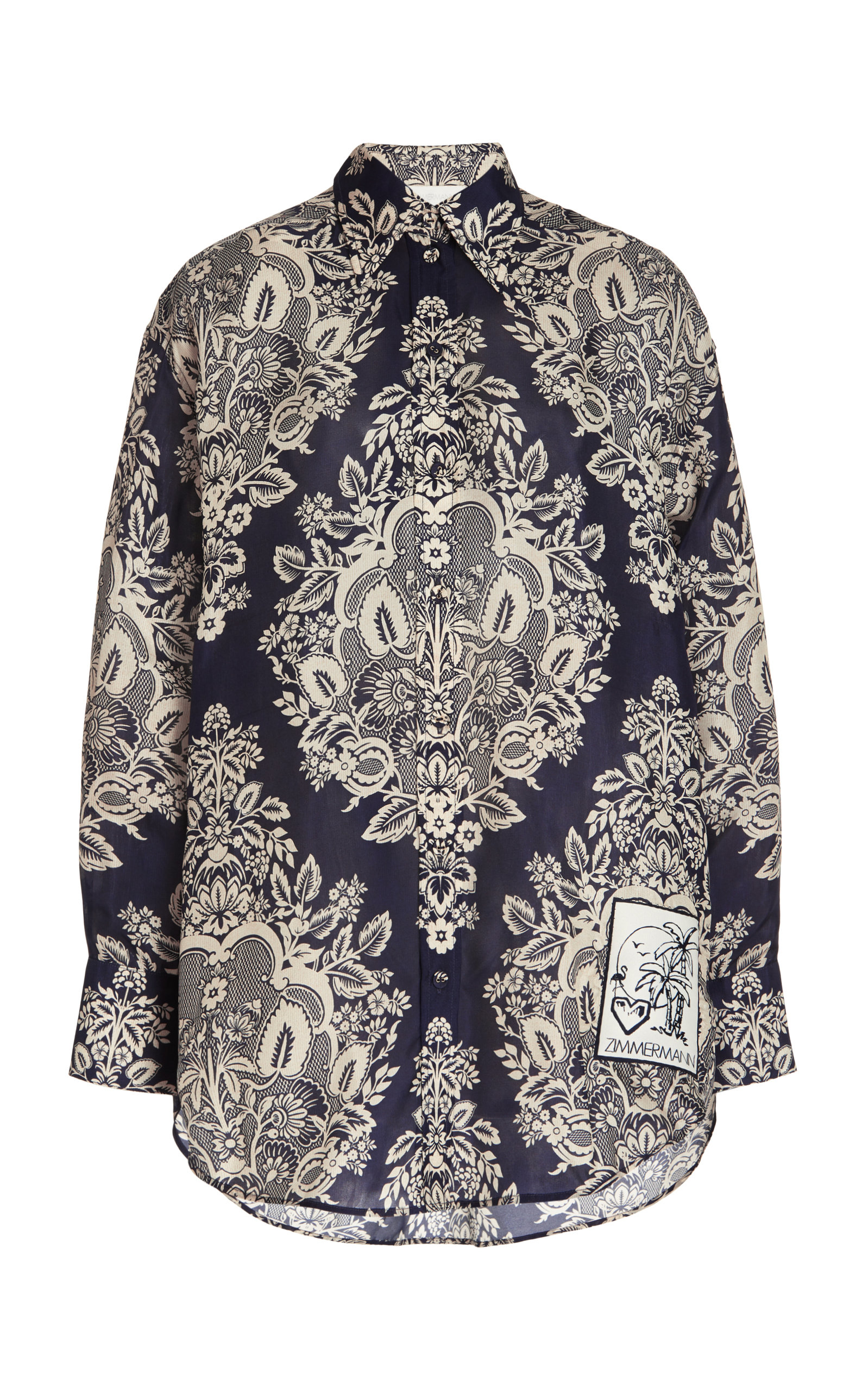 Zimmermann Women's Pattie Floral Cotton Shirt In Navy ModeSens