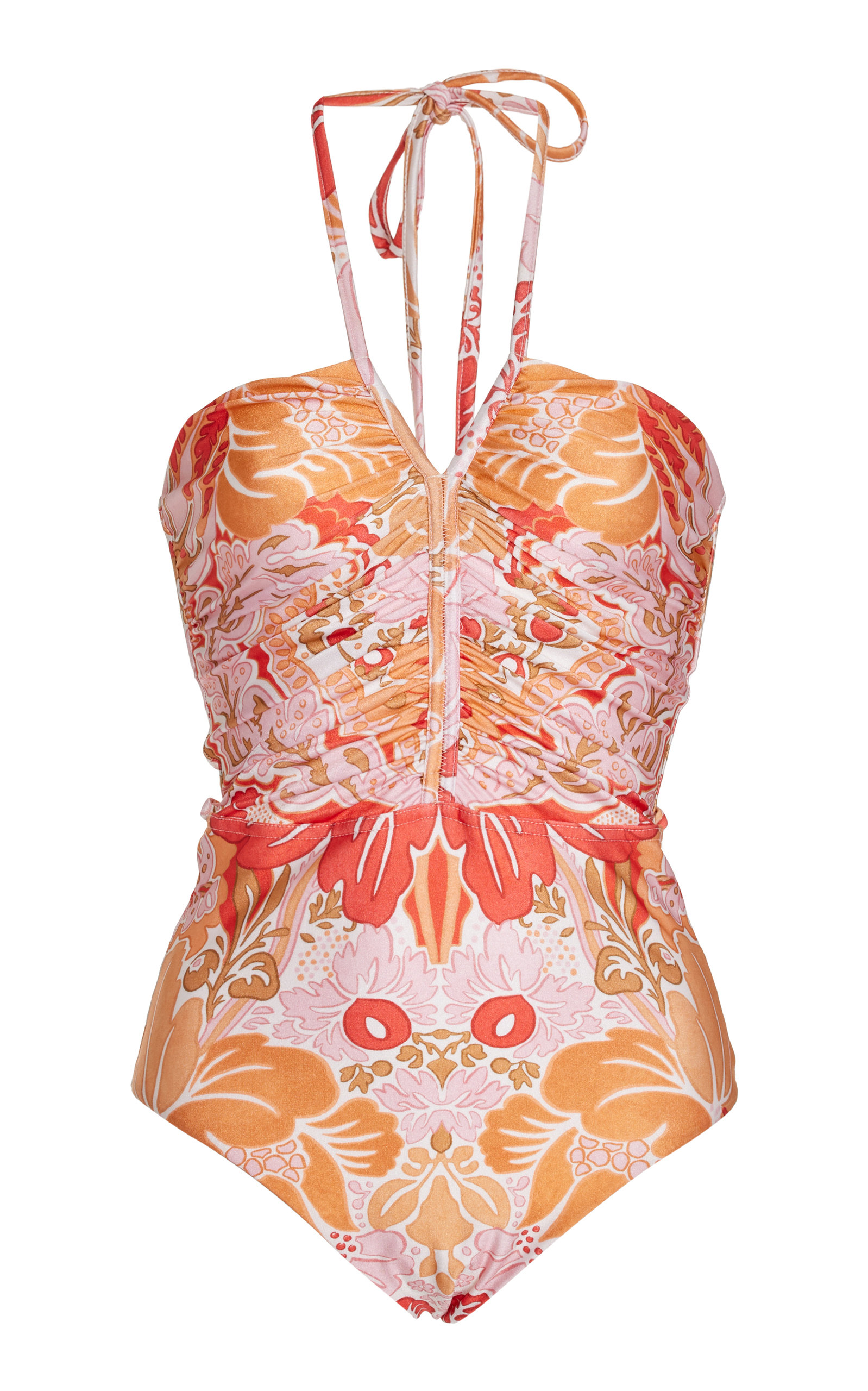 Zimmermann Women's Ruched Halter Onepiece Swimsuit In Orange ModeSens