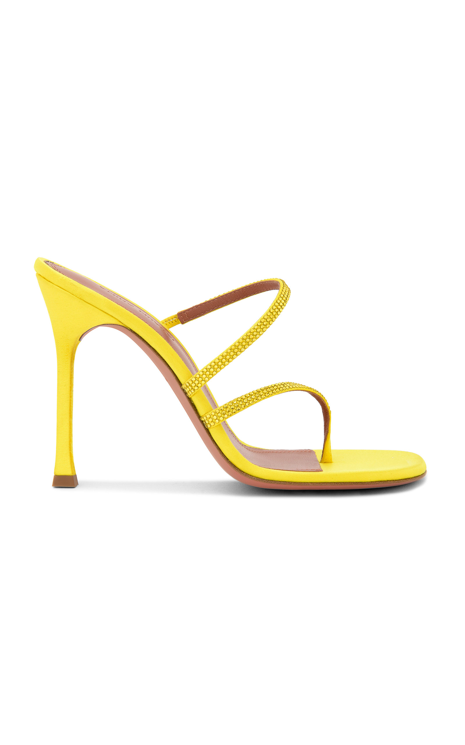 Amina Muaddi - Women's Ami Crystal-Embellished Satin Sandals - Yellow - IT 35 - Moda Operandi