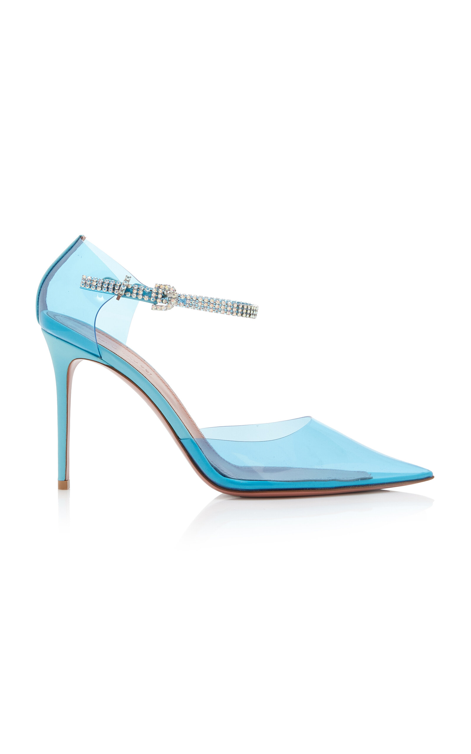 Amina Muaddi - Ursina Crystal-Embellished PVC Pumps - Blue - IT 38.5 - Moda Operandi